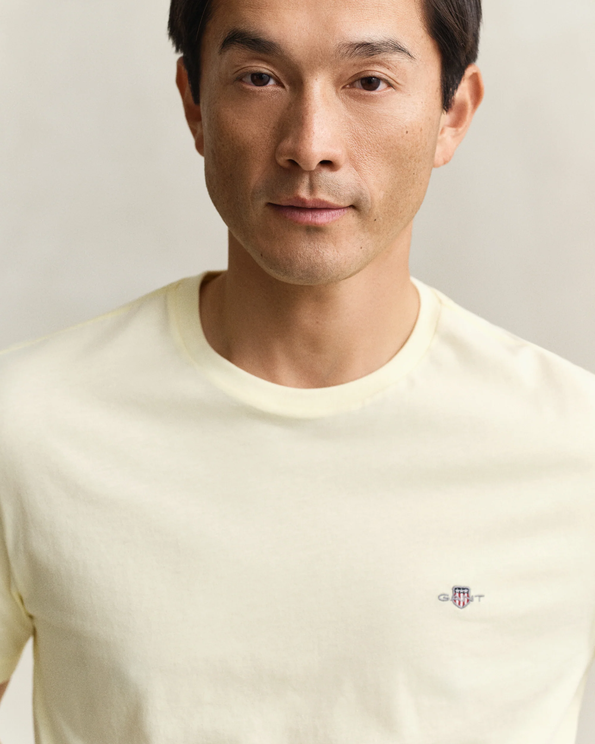 GANT Mens Regular Fit Short Sleeve Shield Logo T-Shirt - 713 Vanilla Yellow - Image 2