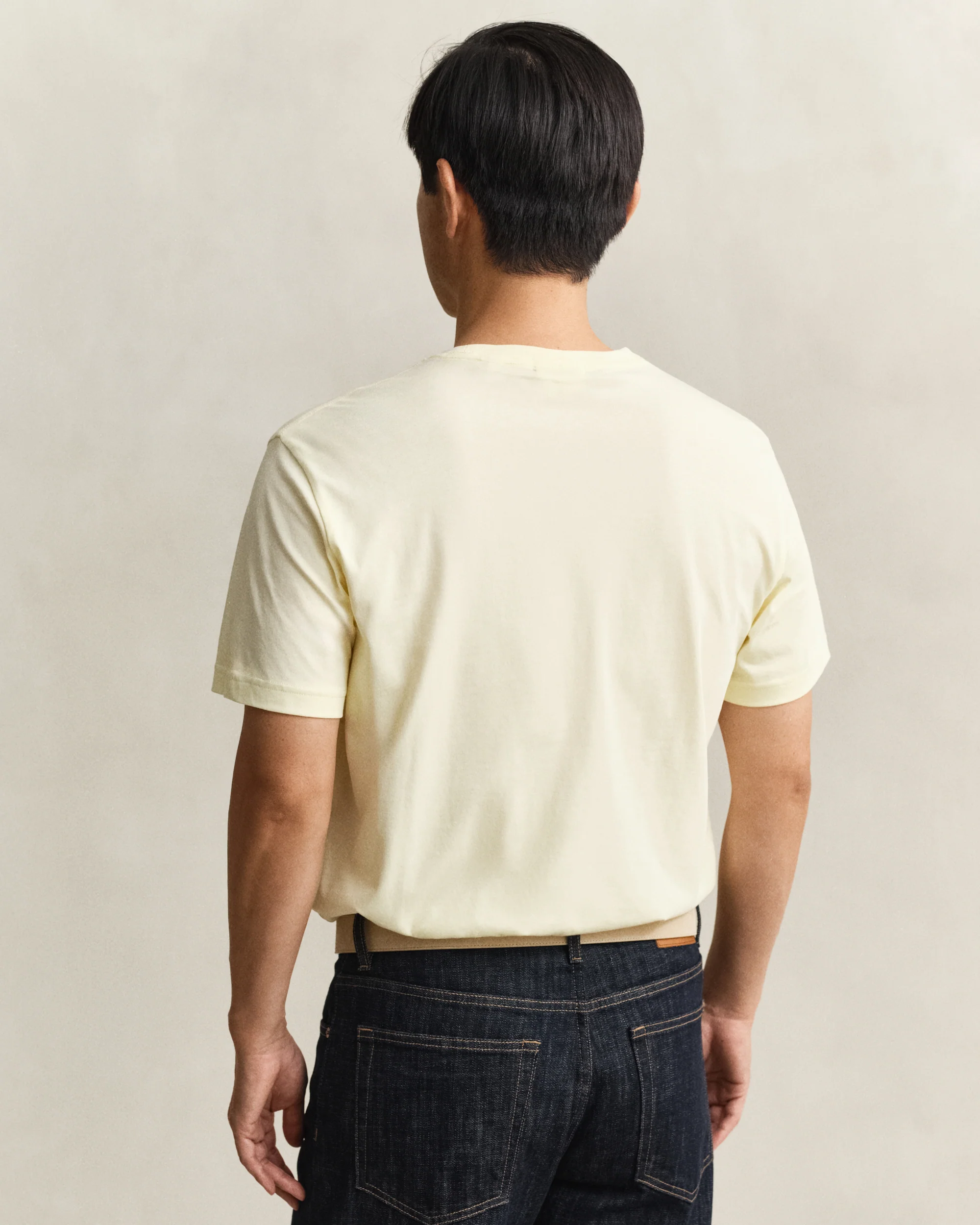 GANT Mens Regular Fit Short Sleeve Shield Logo T-Shirt - 713 Vanilla Yellow - Image 3