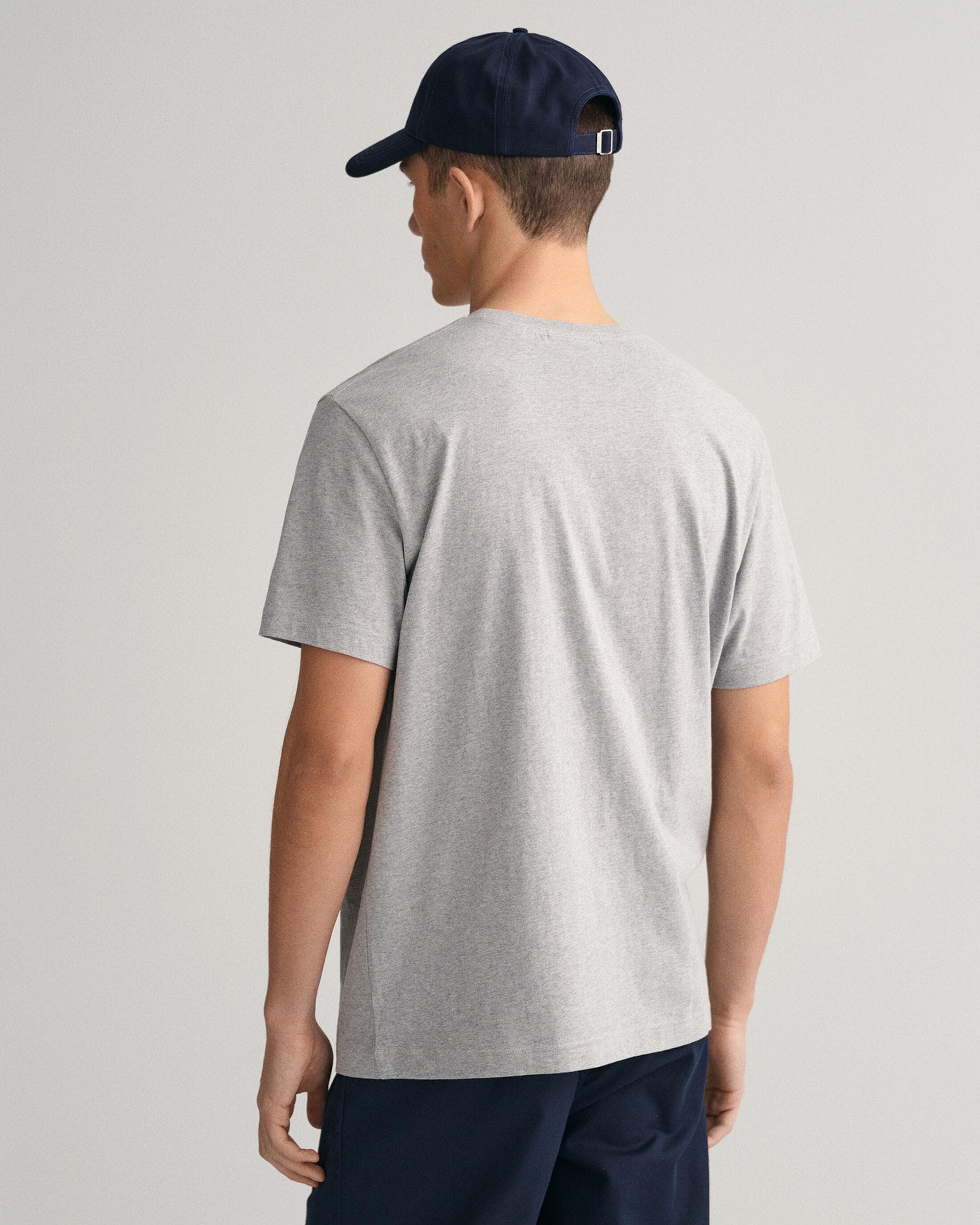 GANT Mens Regular Fit Short Sleeve Shield Logo T-Shirt NOS - 93 Grey Melange - Image 2