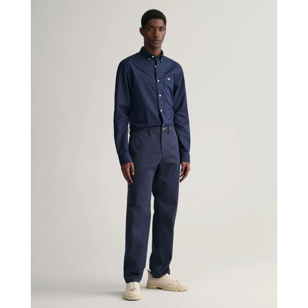GANT Mens Regular Fit Twill Chinos - 410 Marine - Image 3