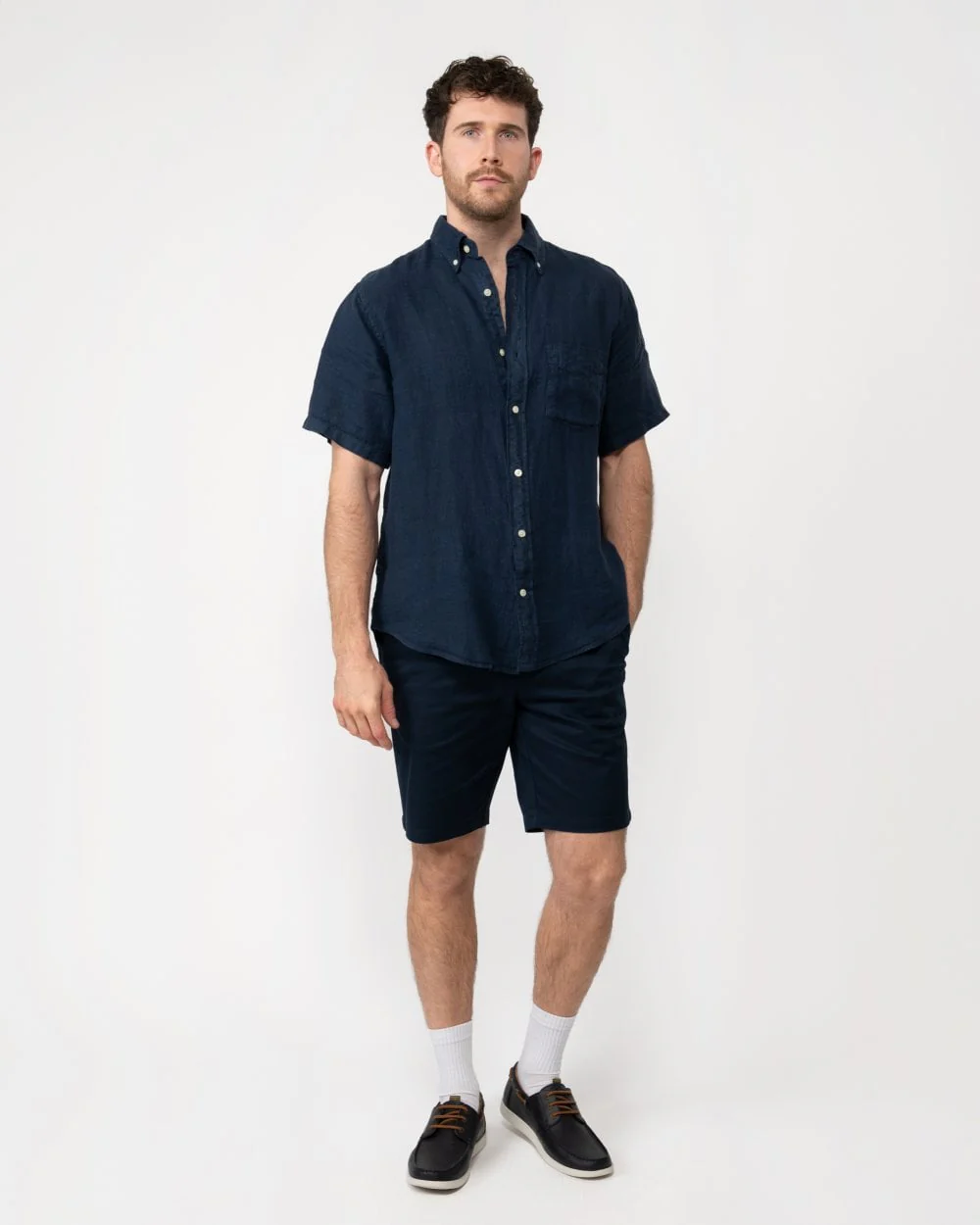 GANT Mens Regular Garment Dyed Linen Short Sleeve Shirt - Image 3
