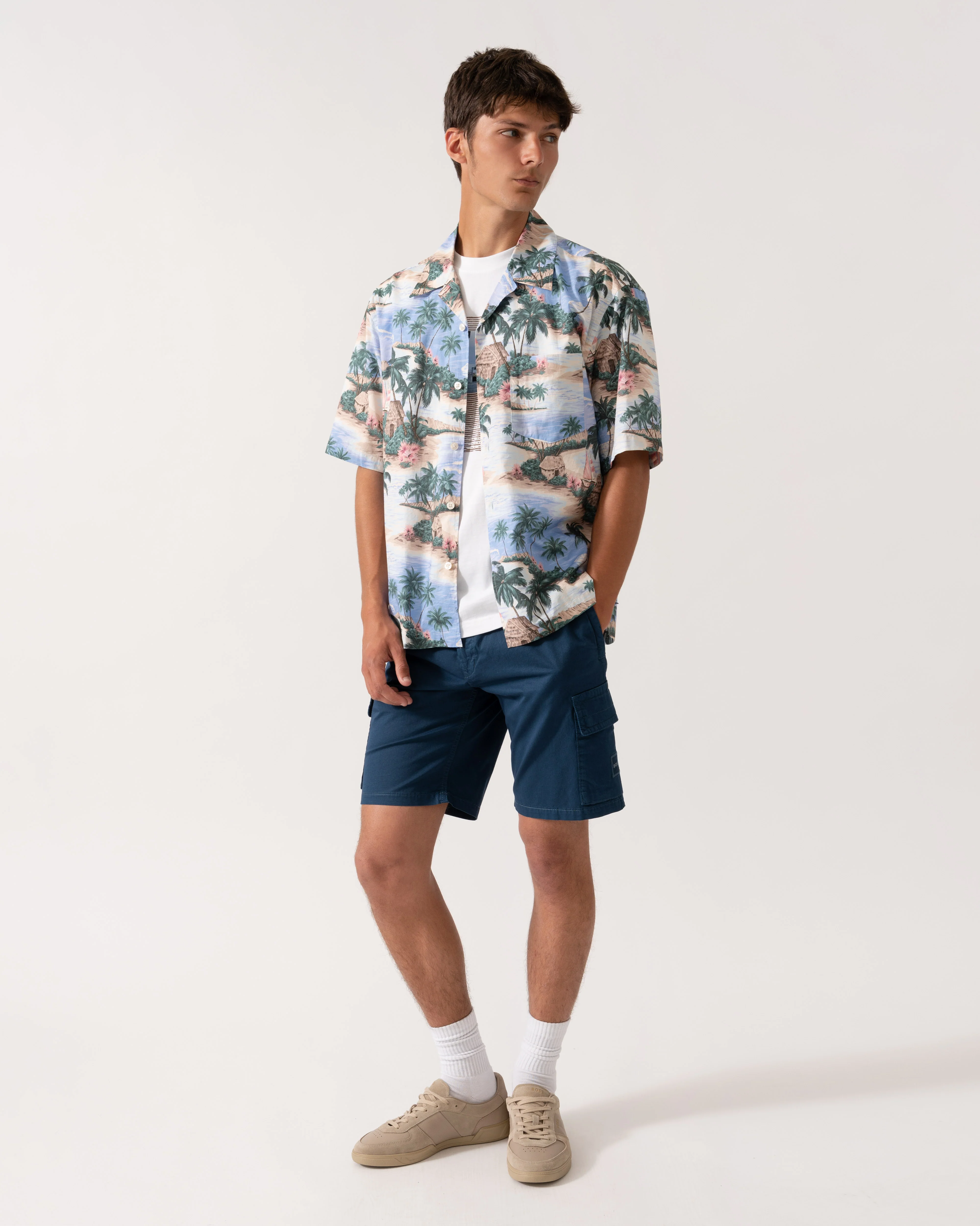 GANT Mens Resort Island Print Short Sleeve Shirt - 419 Perfect Blue - Image 2