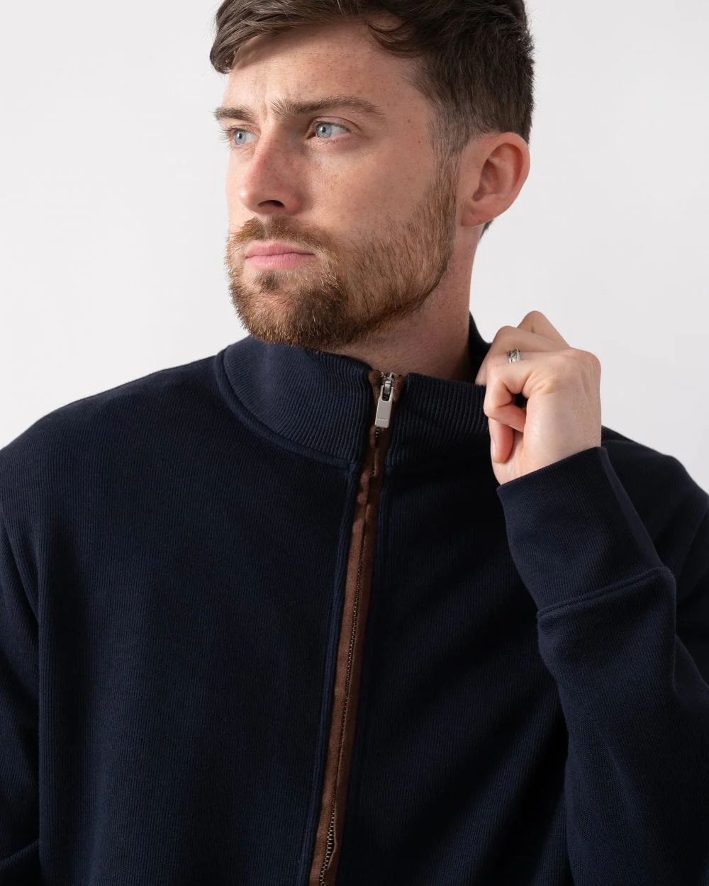 GANT Mens Sacker Rib Full Zip Sweatshirt - Image 2