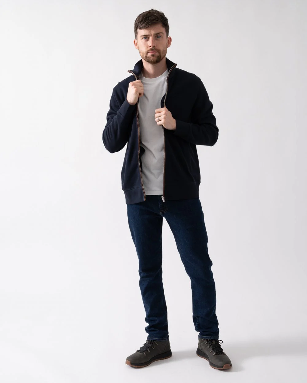 GANT Mens Sacker Rib Full Zip Sweatshirt - Image 3