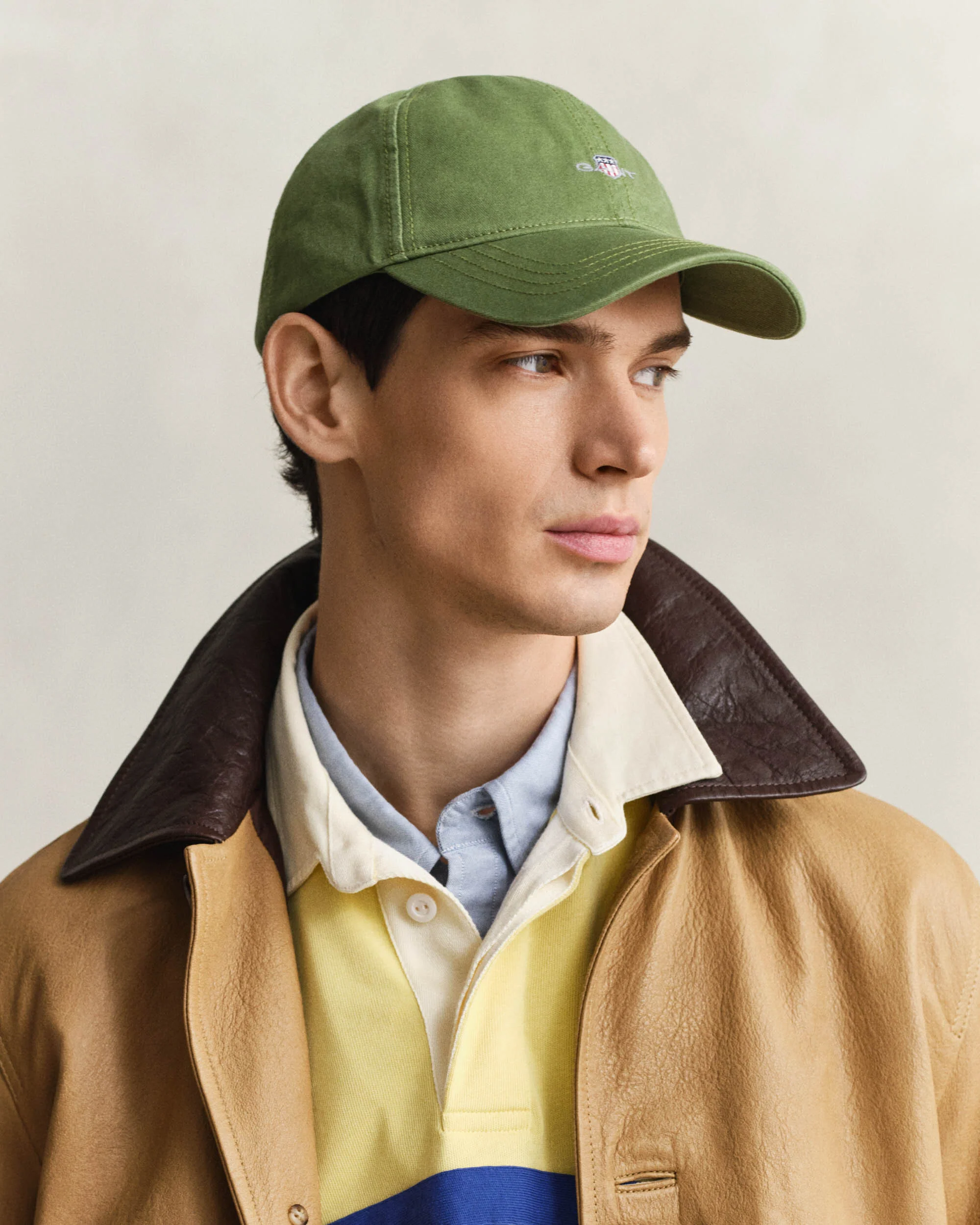 GANT Mens Shield Logo Cotton Twill Cap - 354 Herb Green - Image 2