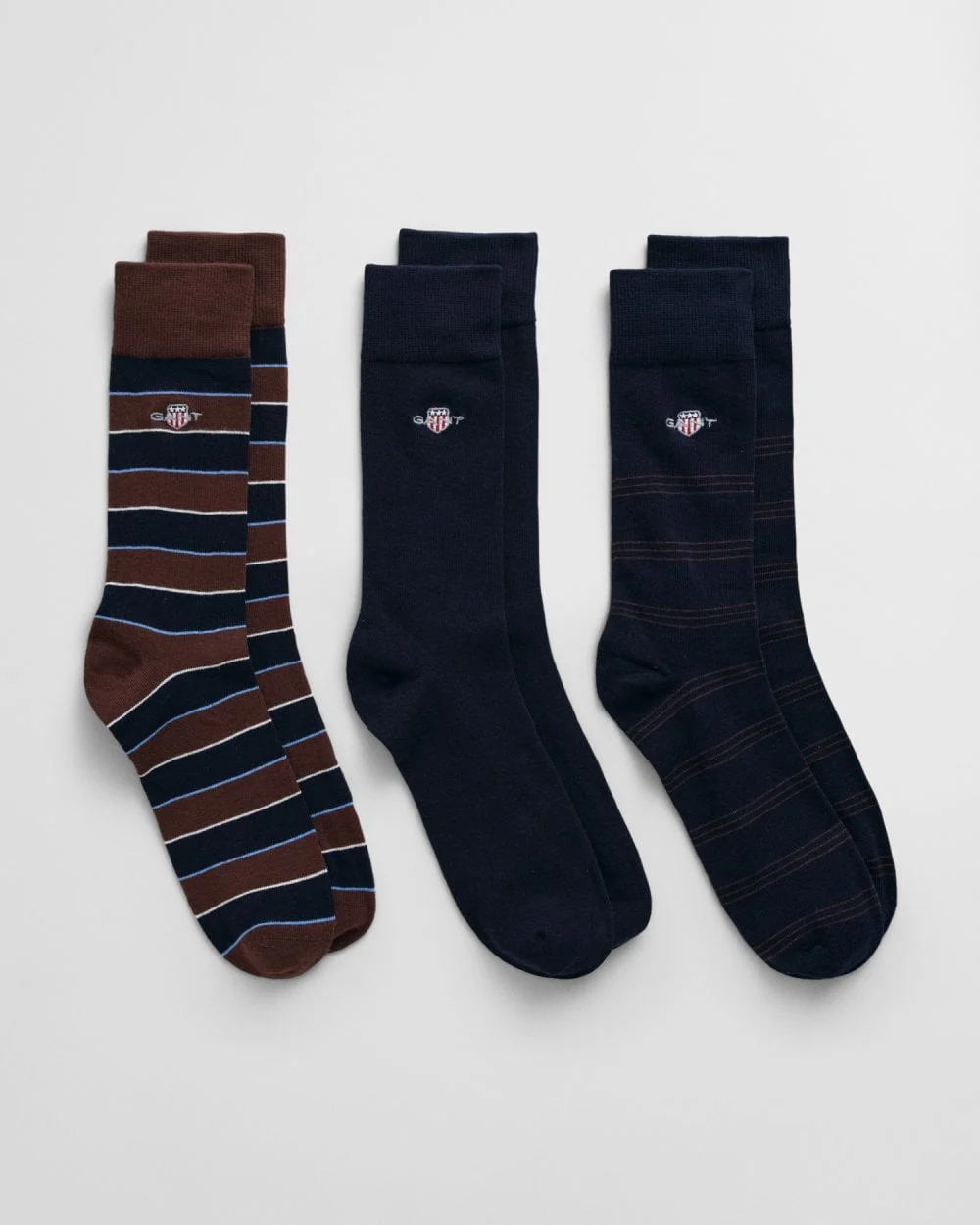 Gant Mens Shield Tie Stripe Socks 3-Pack Gb