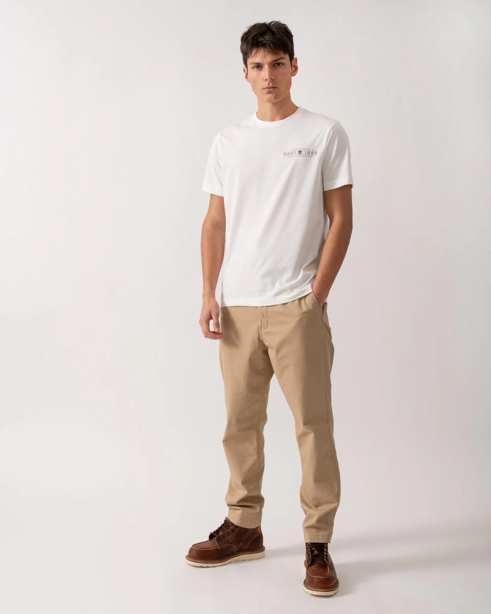 GANT Mens Short Sleeve Printed Graphic T-Shirt - 113 Eggshell - Image 3