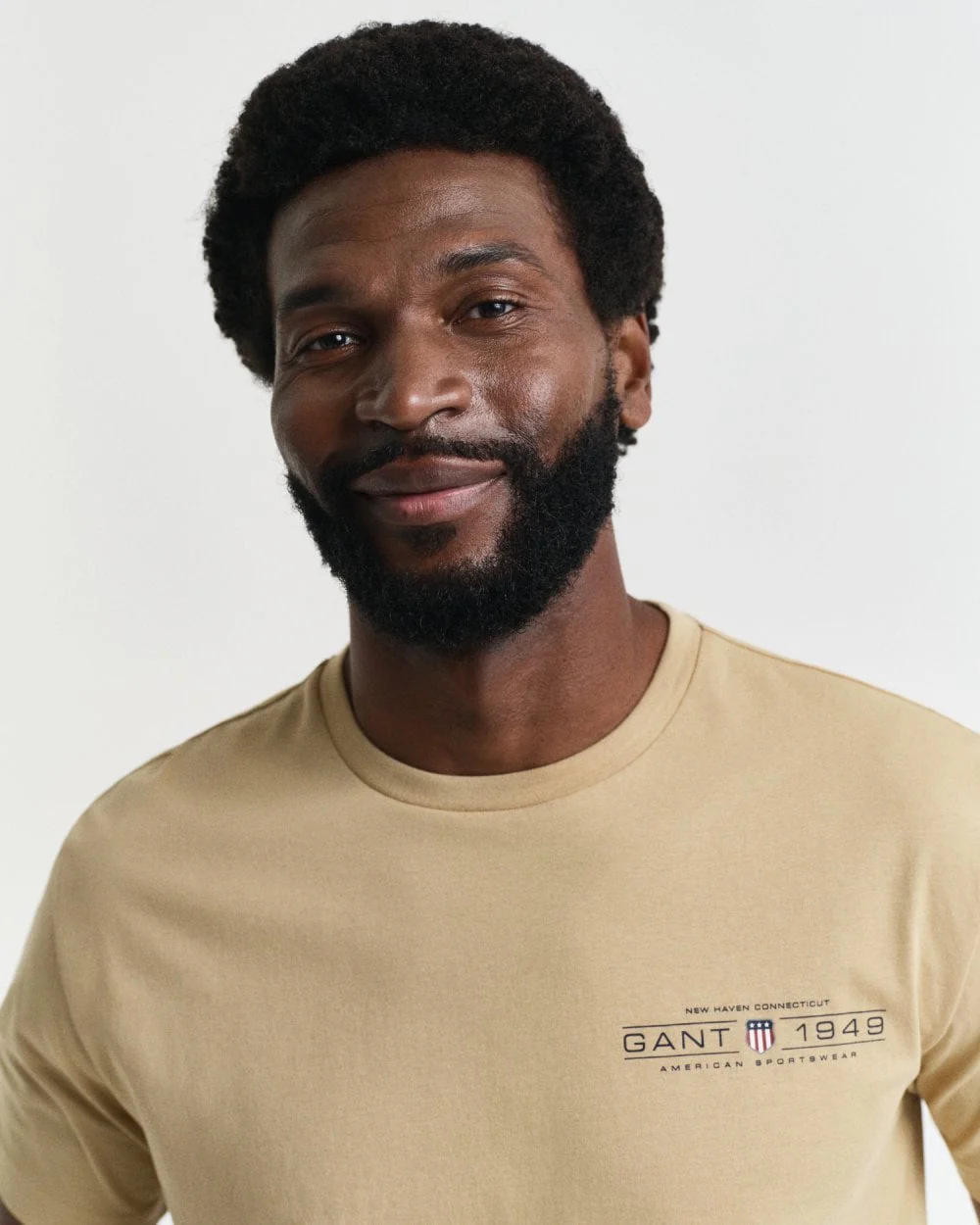 GANT Mens Short Sleeve Printed Graphic T-Shirt - 232 Oak Beige - Image 2