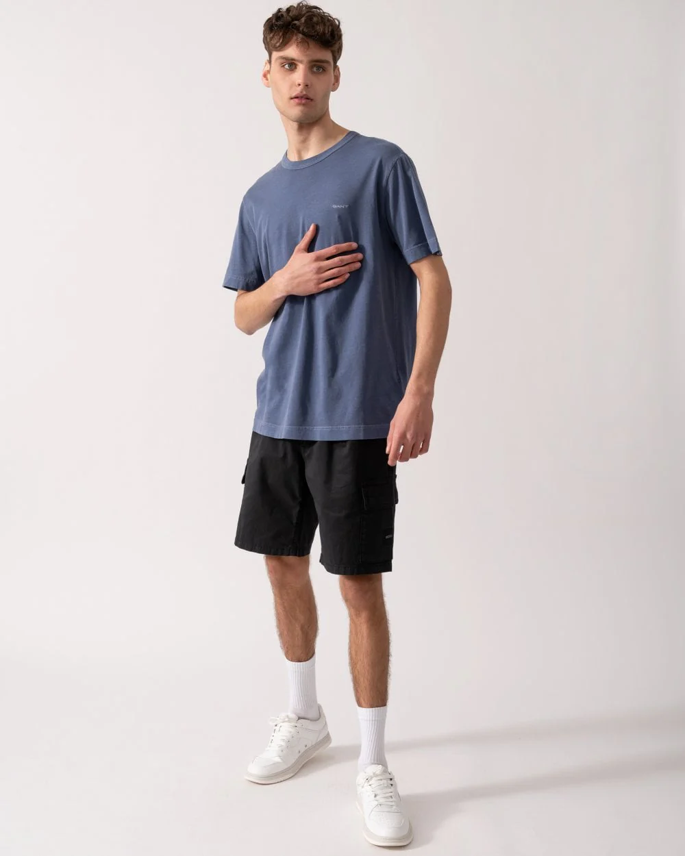 Gant Mens Short Sleeve Sunfaded T-Shirt - 401 Dusty Navy - Image 3