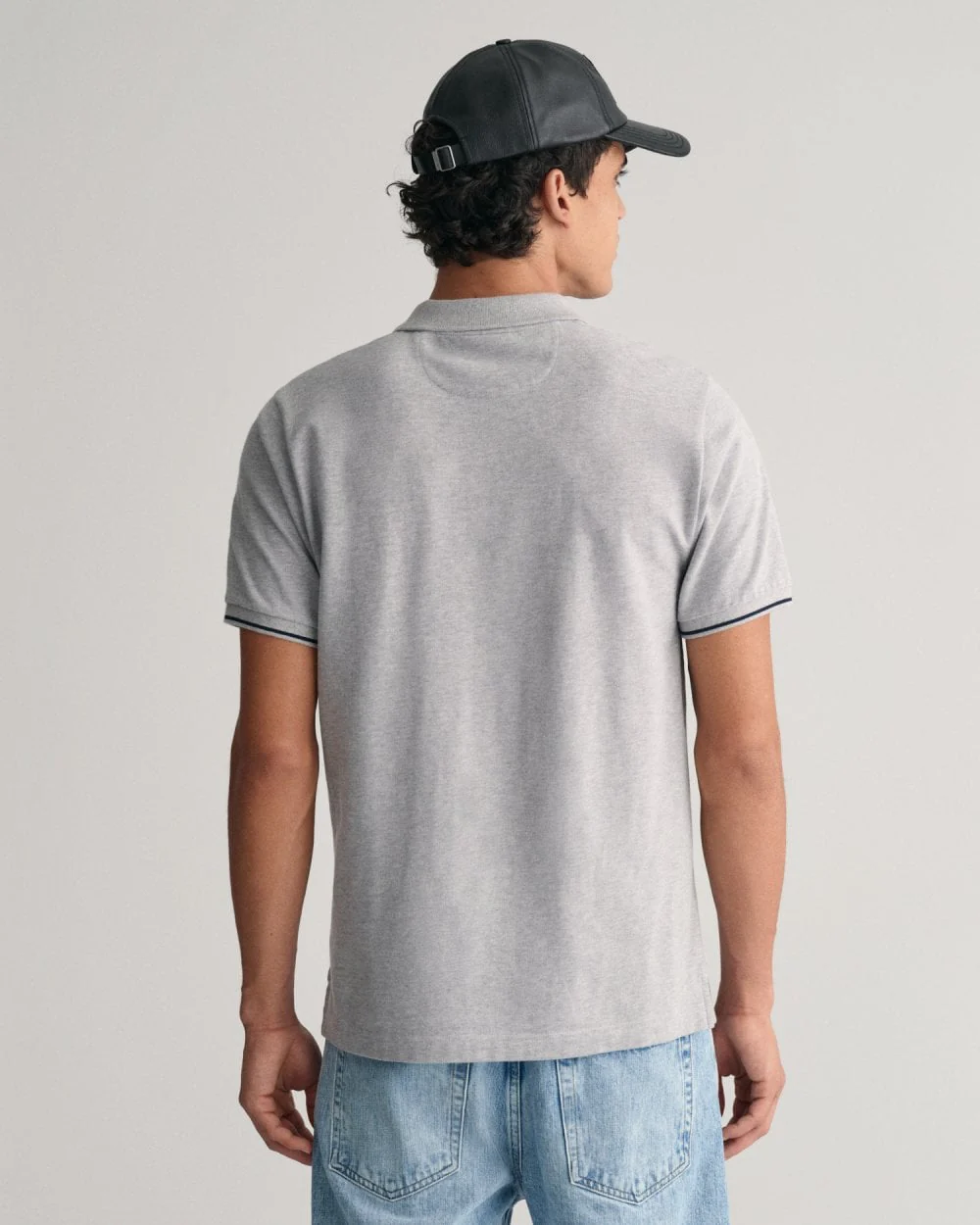 GANT Mens Short Sleeve Tipping Pique Polo - 93 Grey Melange - Image 4
