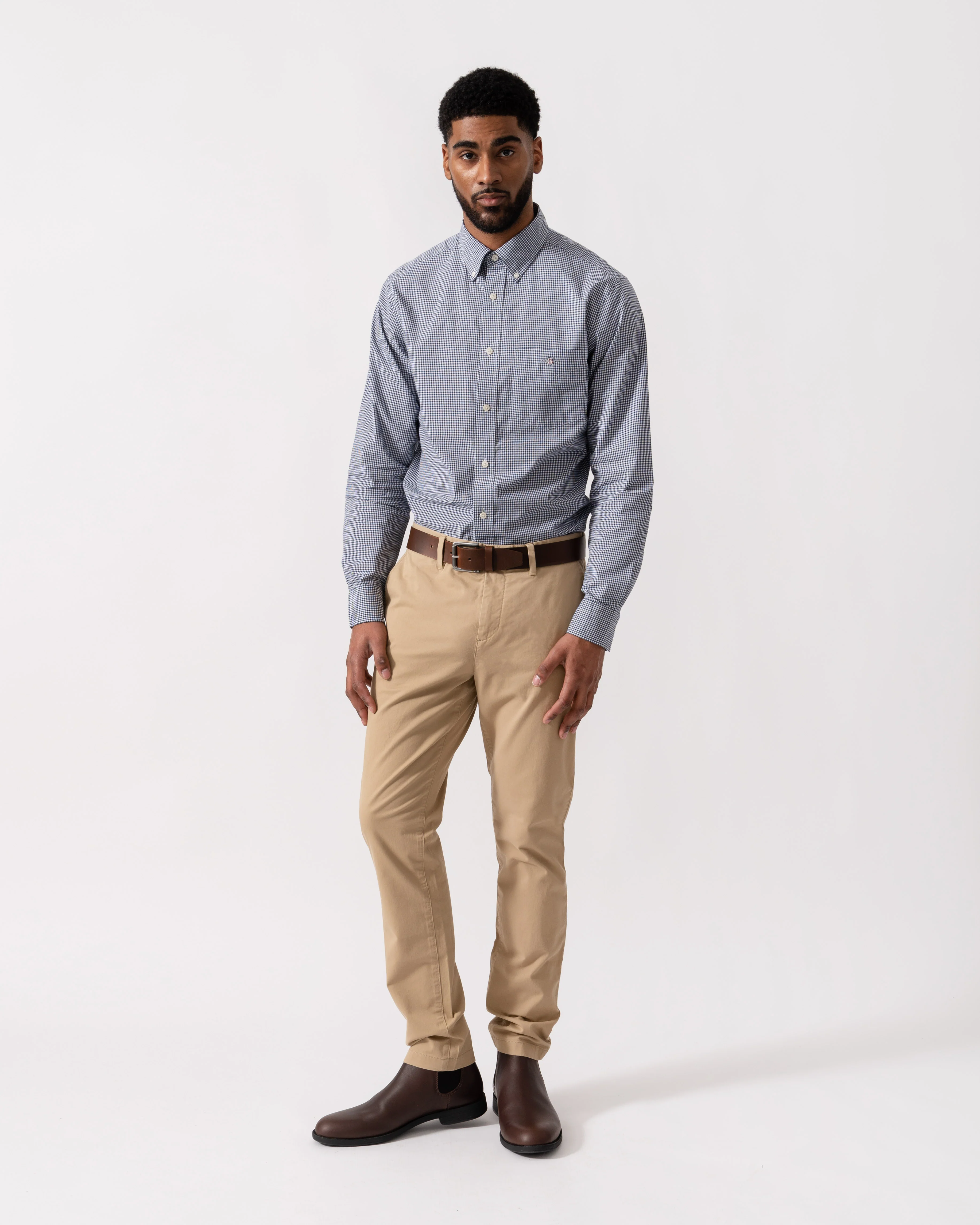 GANT Mens Regular Fit Classic Poplin Gingham Shirt - 423 Persian Blue - Image 3