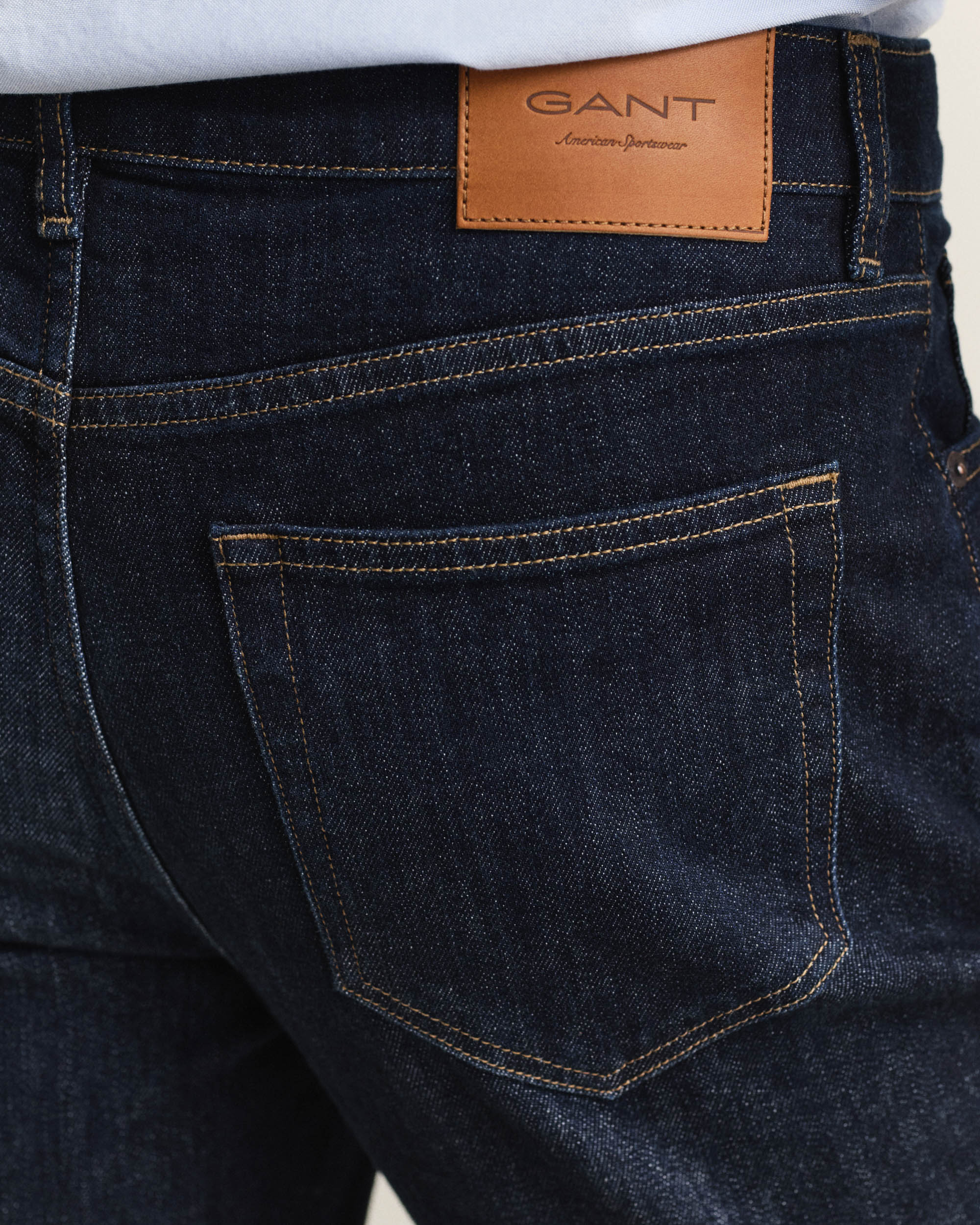 GANT Mens Slim Fit Gant Jeans - 962 Dark Blue Broken In - Image 2