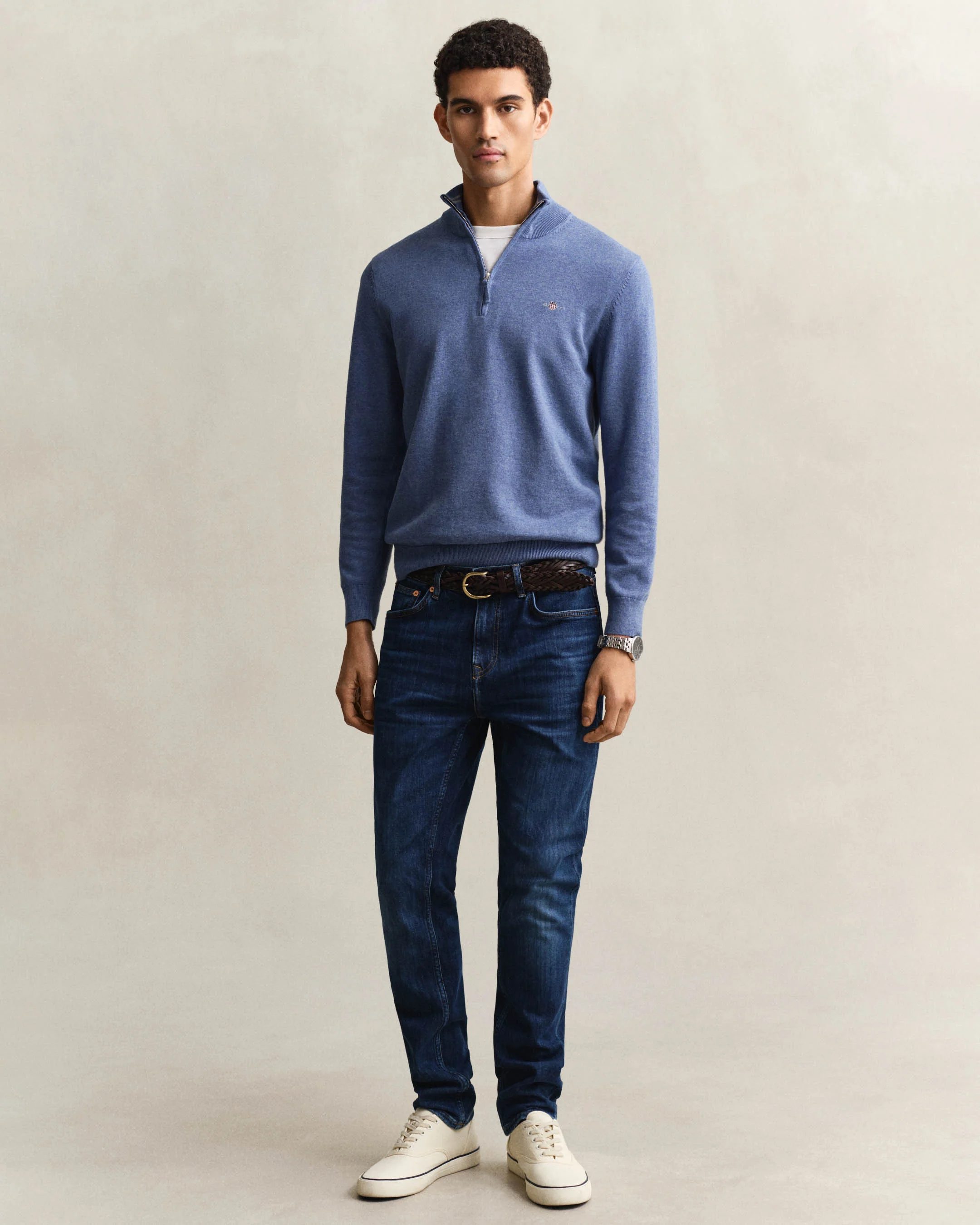 GANT Mens Slim Fit Gant Jeans - 971 Mid Blue Worn In - Image 2