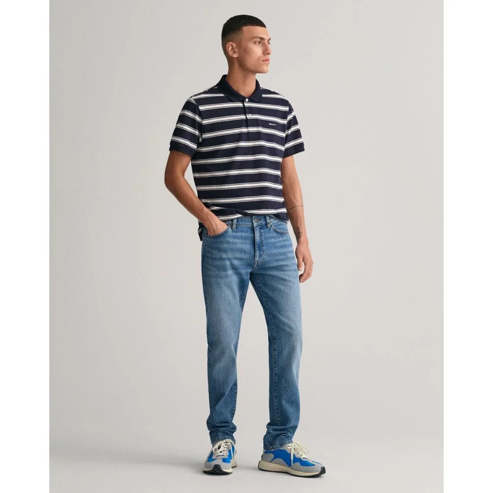 GANT Mens Slim Fit Jeans - 971 Mid Blue Worn In - Image 4