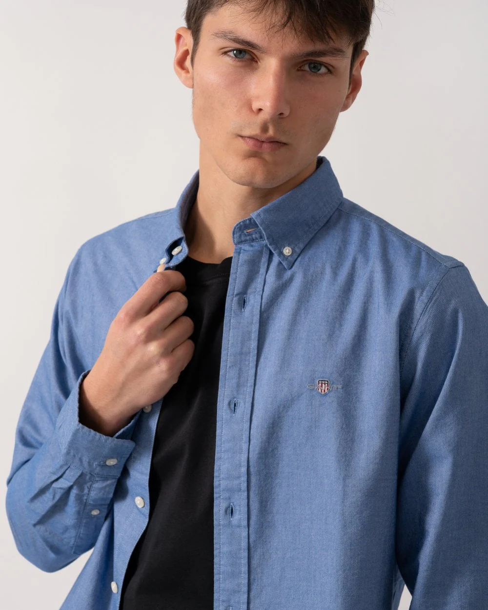GANT Mens Slim Fit Long Sleeve Oxford Shirt - 407 Rich Blue - Image 2