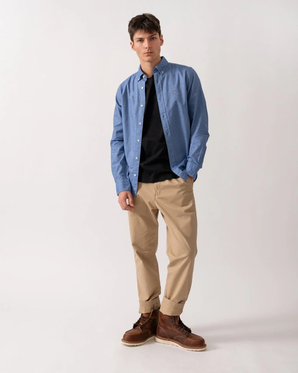 GANT Mens Slim Fit Long Sleeve Oxford Shirt - 407 Rich Blue - Image 3