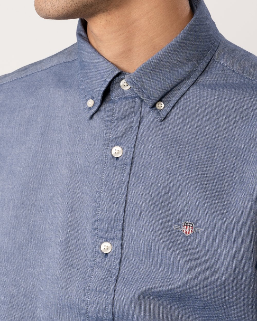 GANT Mens Slim Fit Long Sleeve Oxford Shirt - 423 Persian Blue - Image 2
