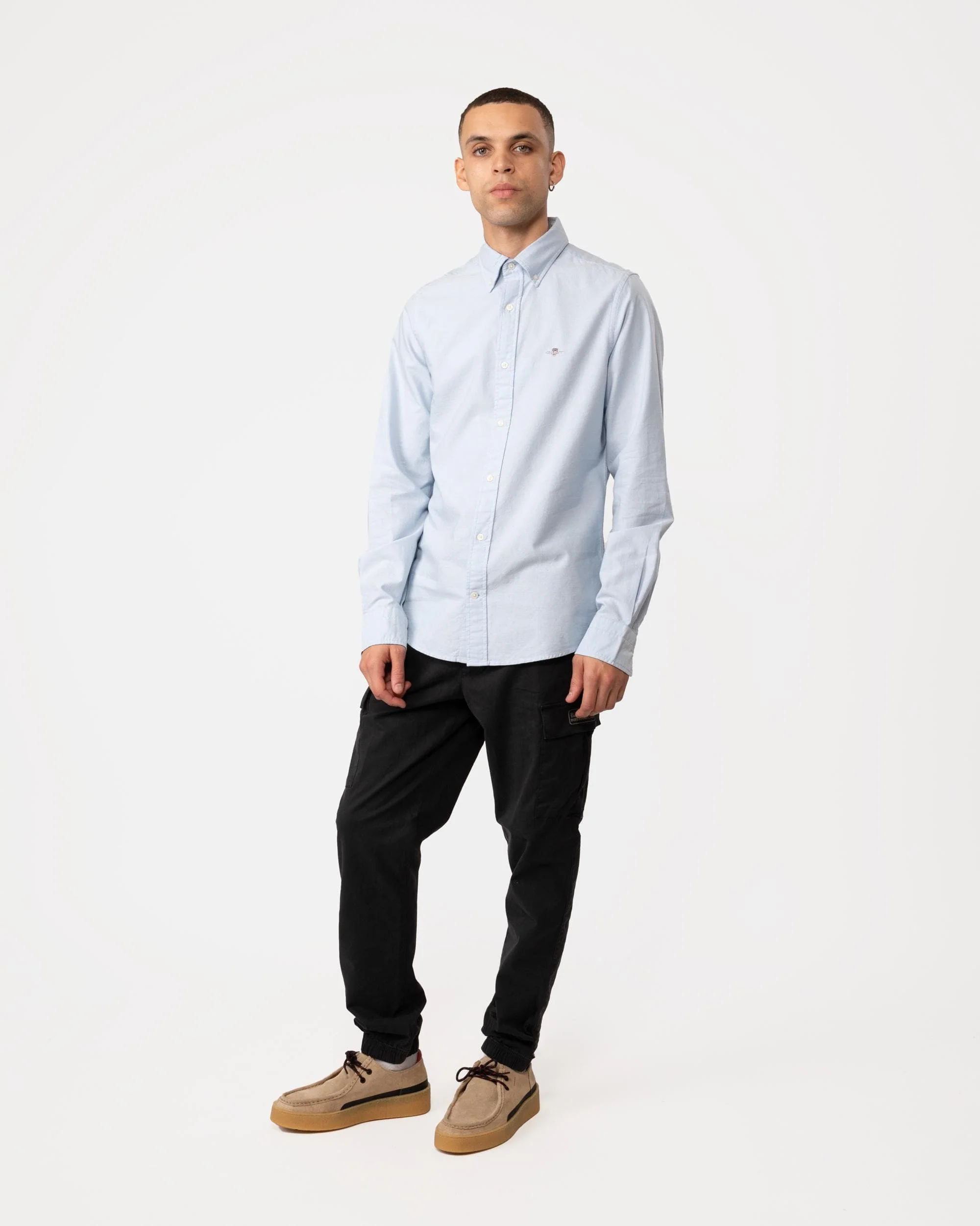 GANT Mens Slim Fit Long Sleeve Oxford Shirt - 455 Light Blue - Image 4