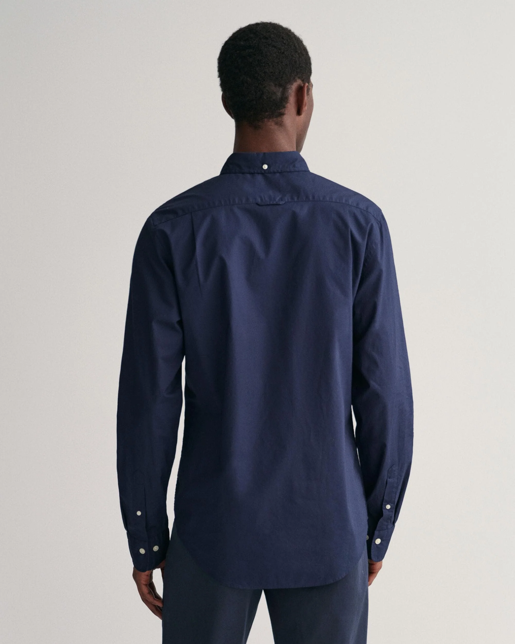 GANT Mens Slim Fit Long Sleeve Poplin Shirt - 410 Marine - Image 2