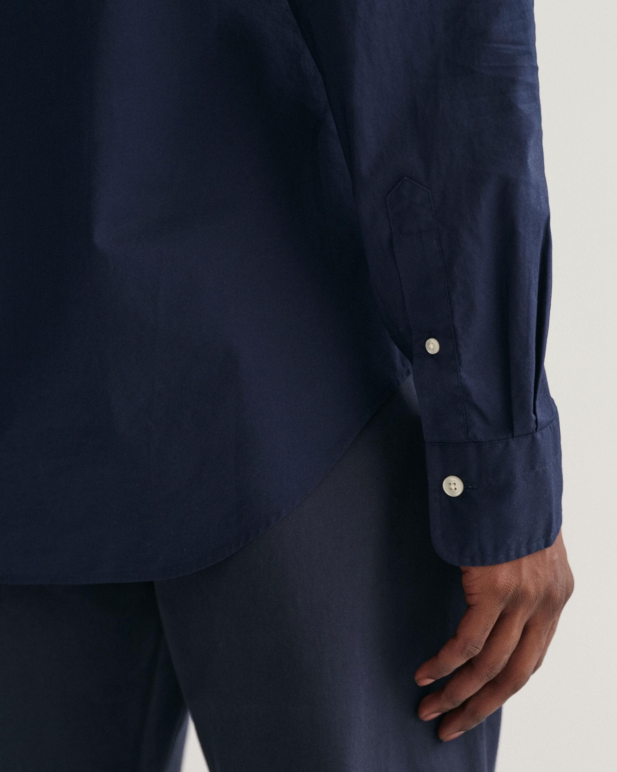 GANT Mens Slim Fit Long Sleeve Poplin Shirt - 410 Marine - Image 4