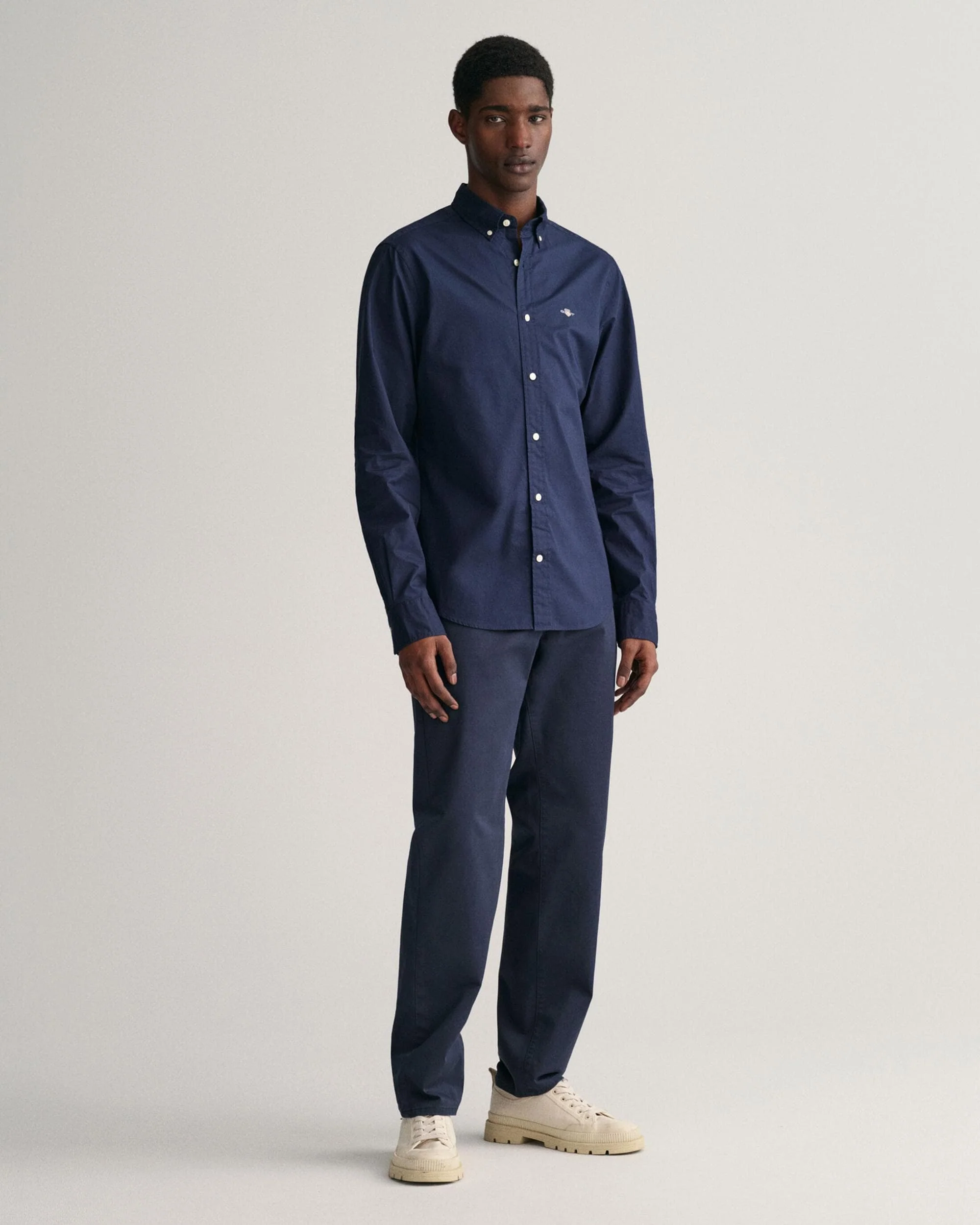 GANT Mens Slim Fit Long Sleeve Poplin Shirt - 410 Marine - Image 6