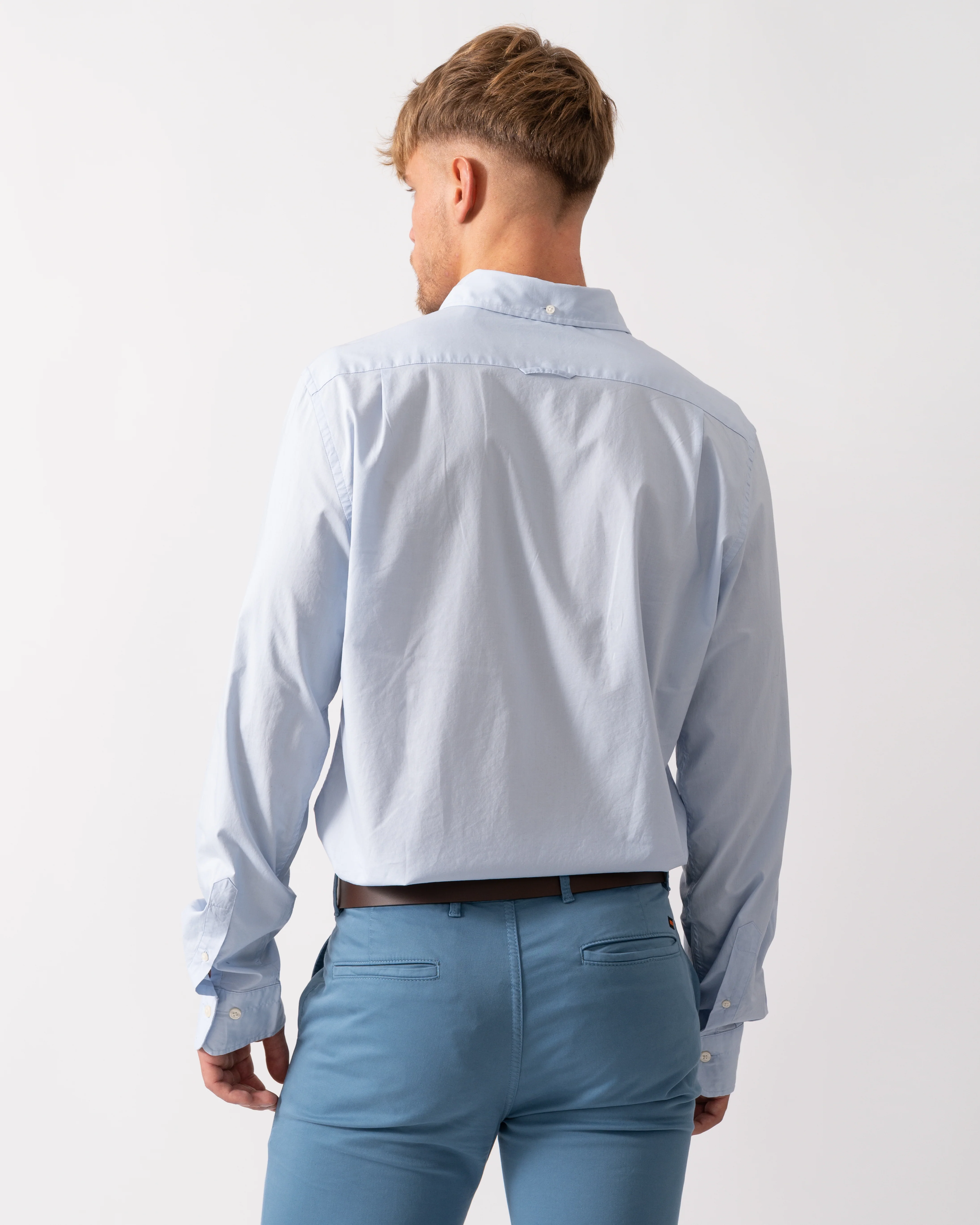GANT Mens Slim Fit Long Sleeve Poplin Shirt - 455 Light Blue - Image 4