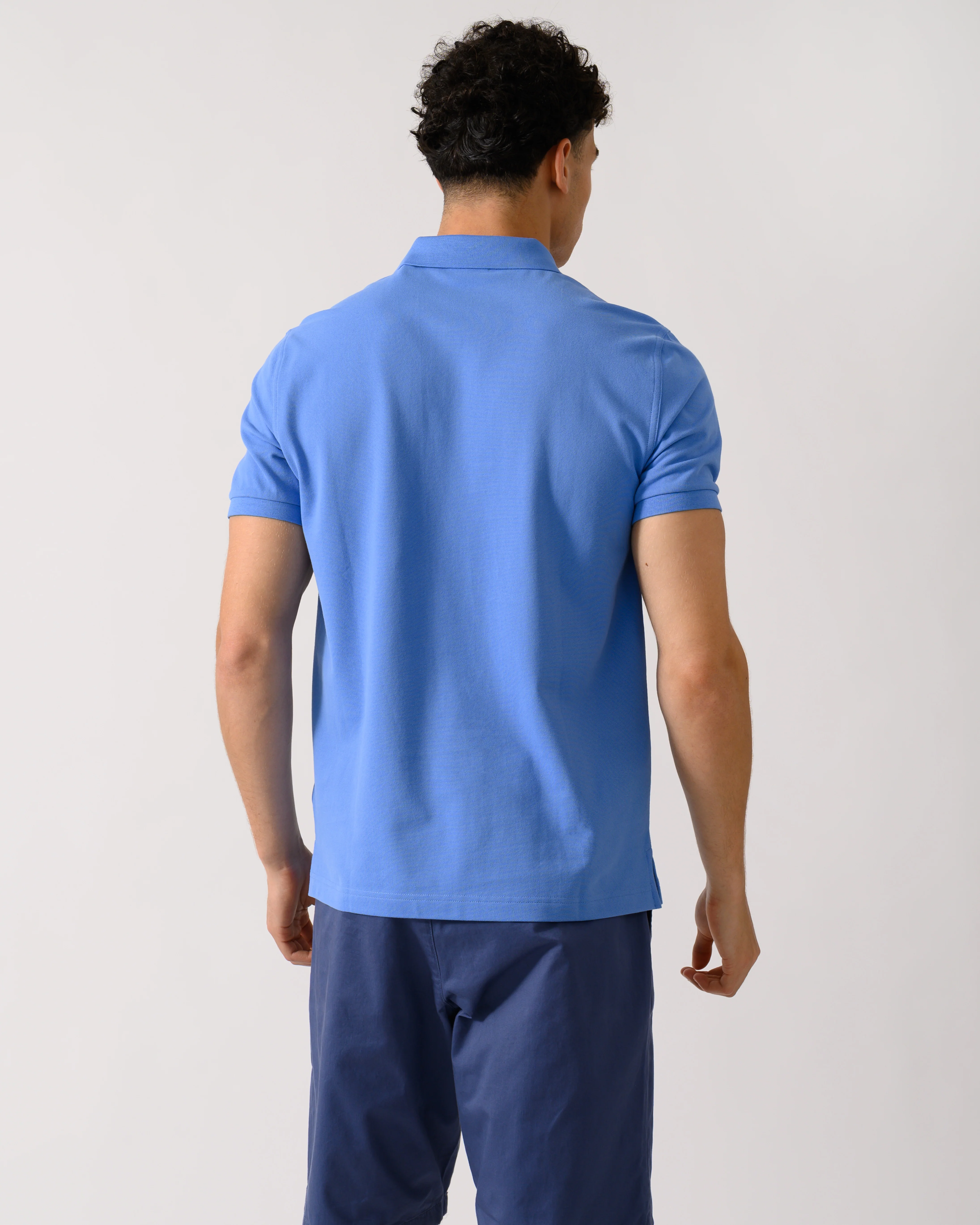 GANT Mens Slim Fit Short Sleeve Shield Logo Pique Polo - 419 Perfect Blue - Image 4