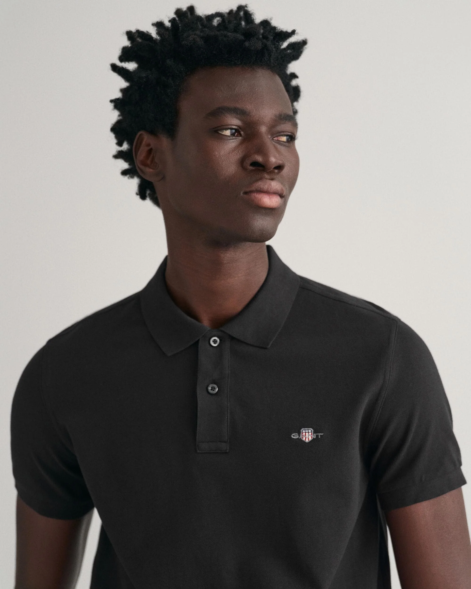 GANT Mens Slim Fit Short Sleeve Shield Logo Pique Polo - 5 Black - Image 3