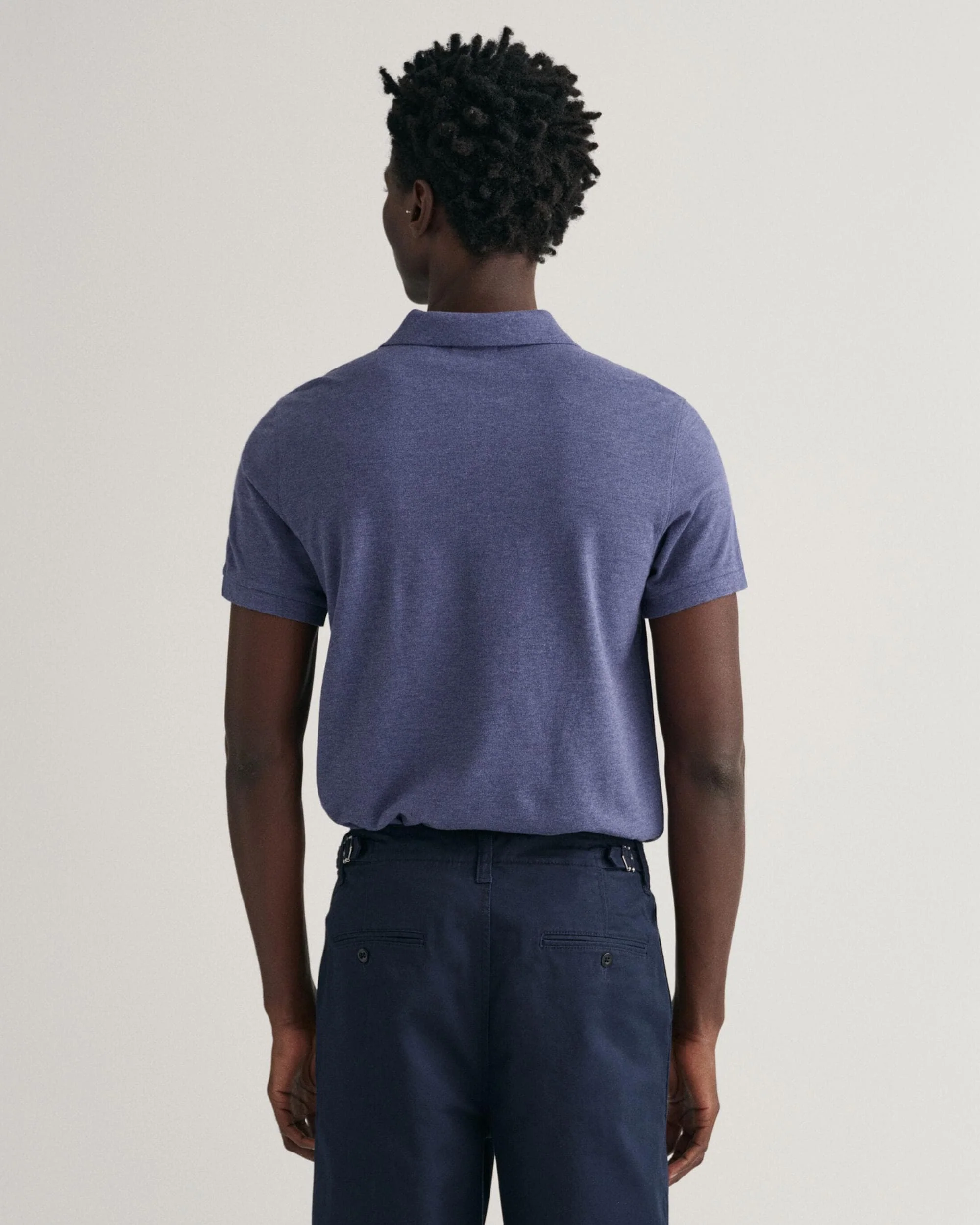 GANT Mens Slim Fit Short Sleeve Shield Logo Pique Polo - 902 Dark Jeansblue Melange - Image 2