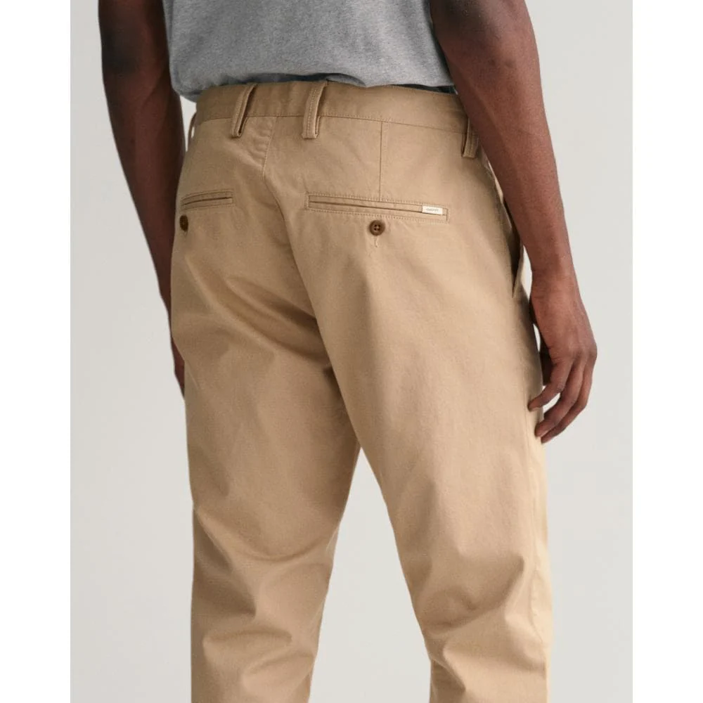 GANT Mens Slim Fit Twill Chinos - 248 Dark Khaki - Image 3