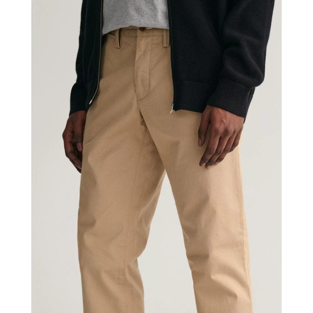 GANT Mens Slim Fit Twill Chinos - 248 Dark Khaki - Image 5