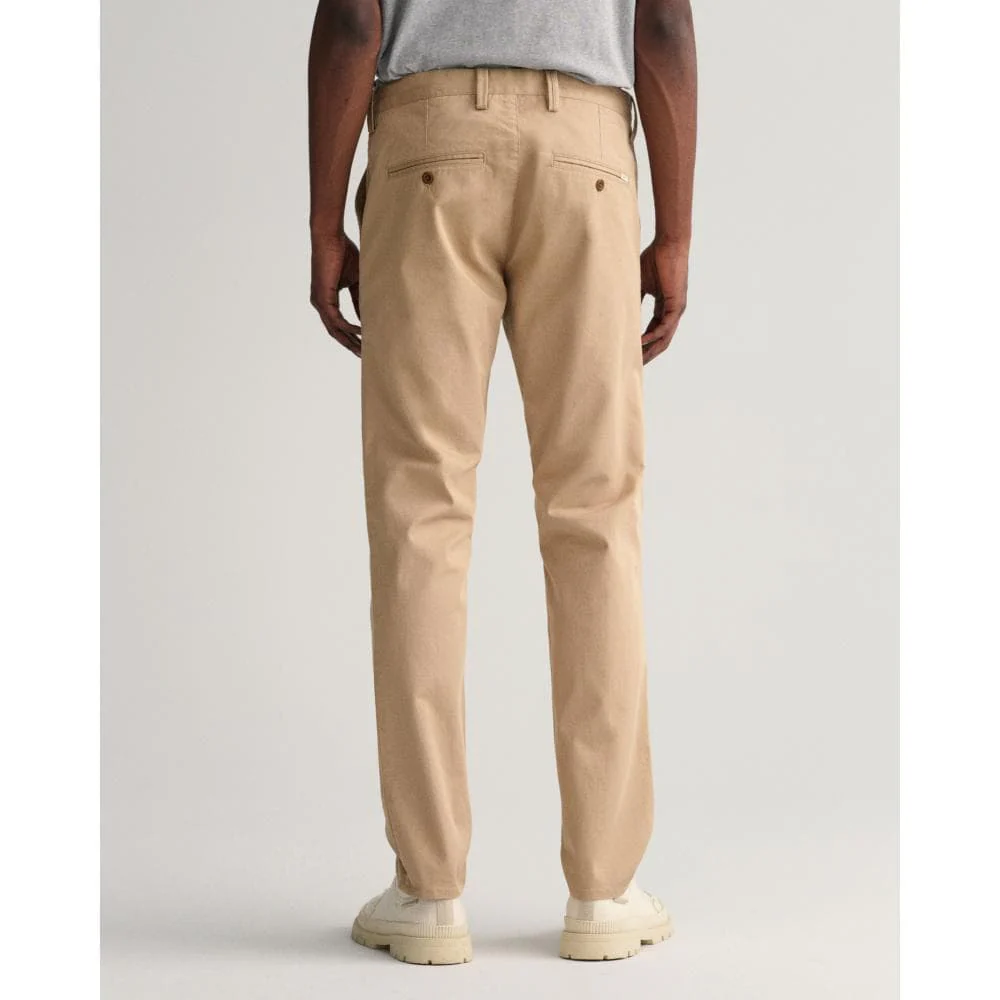 GANT Mens Slim Fit Twill Chinos - 248 Dark Khaki - Image 7