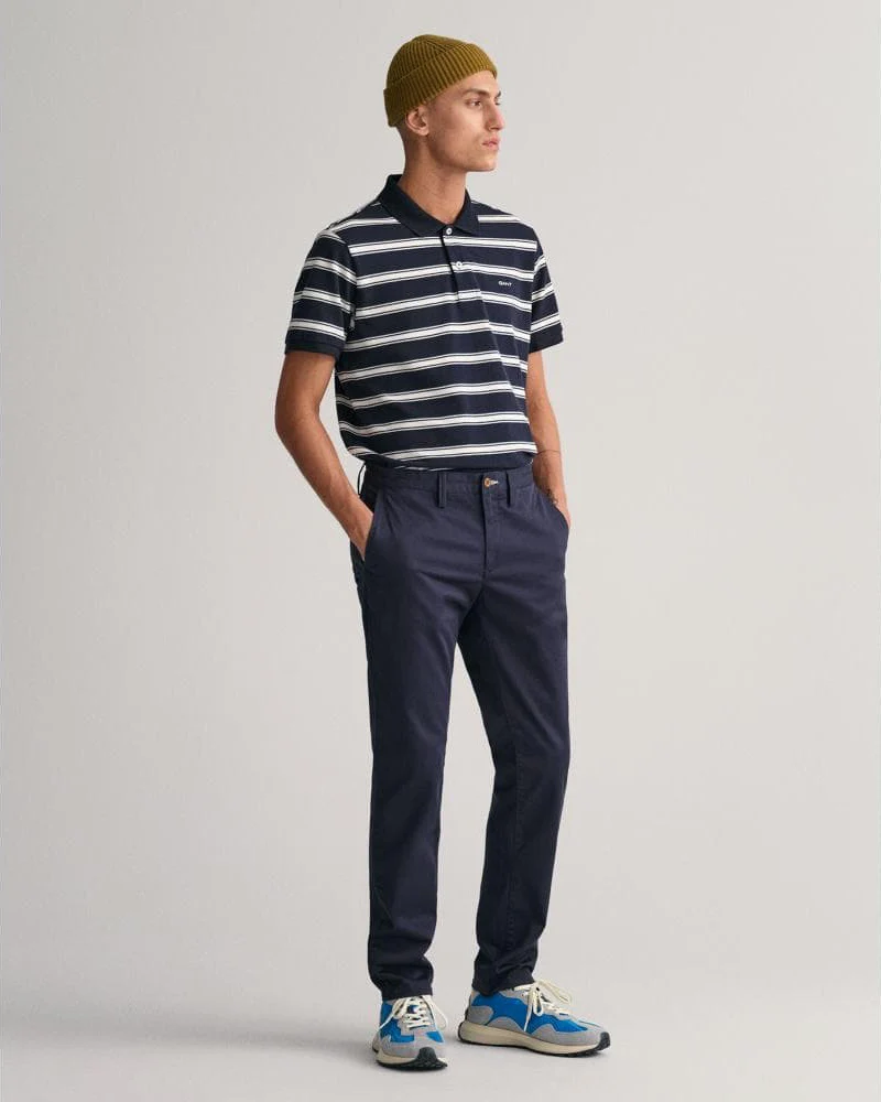 GANT Mens Slim Fit Twill Chinos - 410 Marine - Image 2