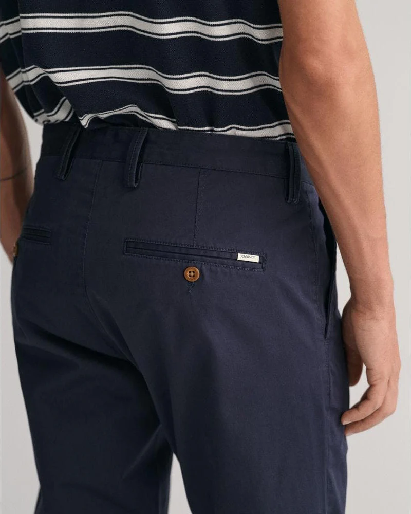 GANT Mens Slim Fit Twill Chinos - 410 Marine - Image 3