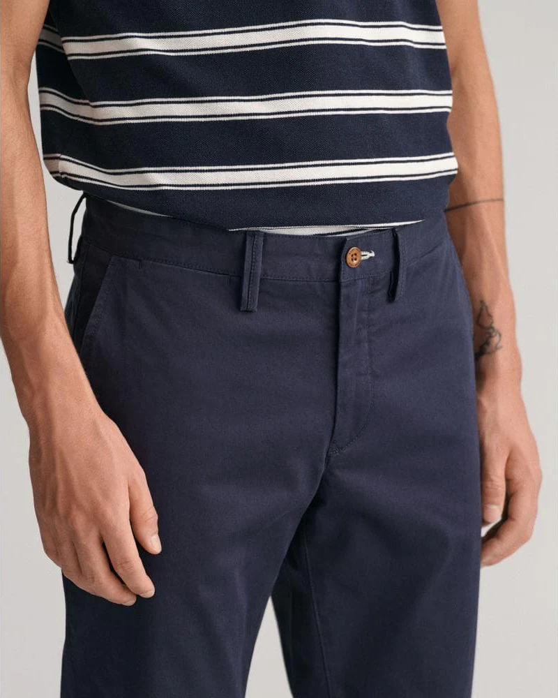 GANT Mens Slim Fit Twill Chinos - 410 Marine - Image 4