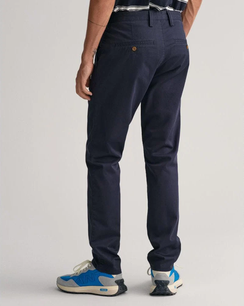 GANT Mens Slim Fit Twill Chinos - 410 Marine - Image 5