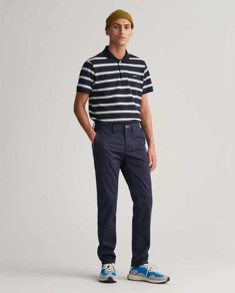 GANT Mens Slim Fit Twill Chinos - 410 Marine - Image 6