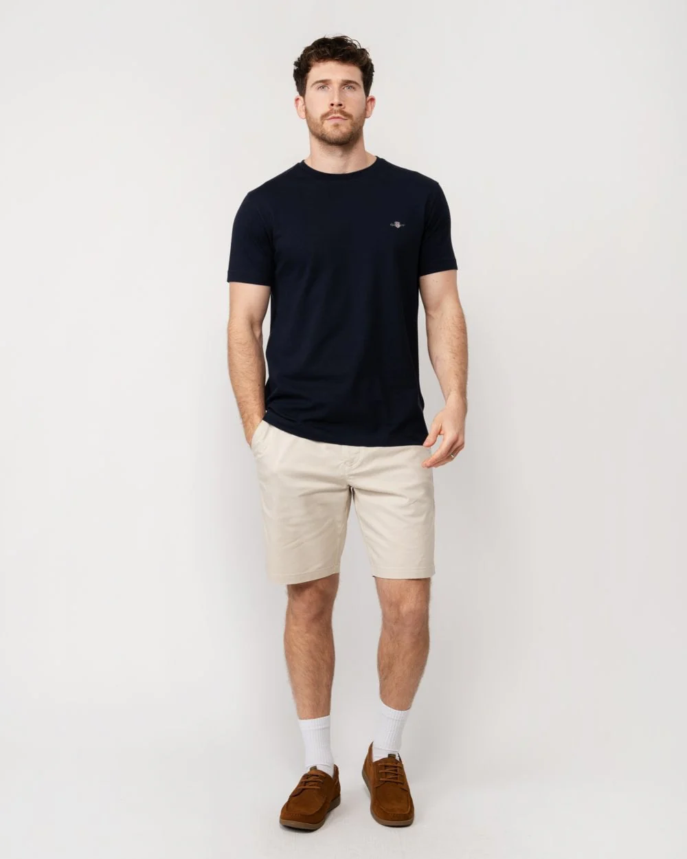 GANT Mens Slim Pique Short Sleeve T-Shirt - 433 Evening Blue - Image 3