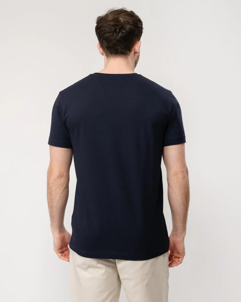 GANT Mens Slim Pique Short Sleeve T-Shirt - 433 Evening Blue - Image 4