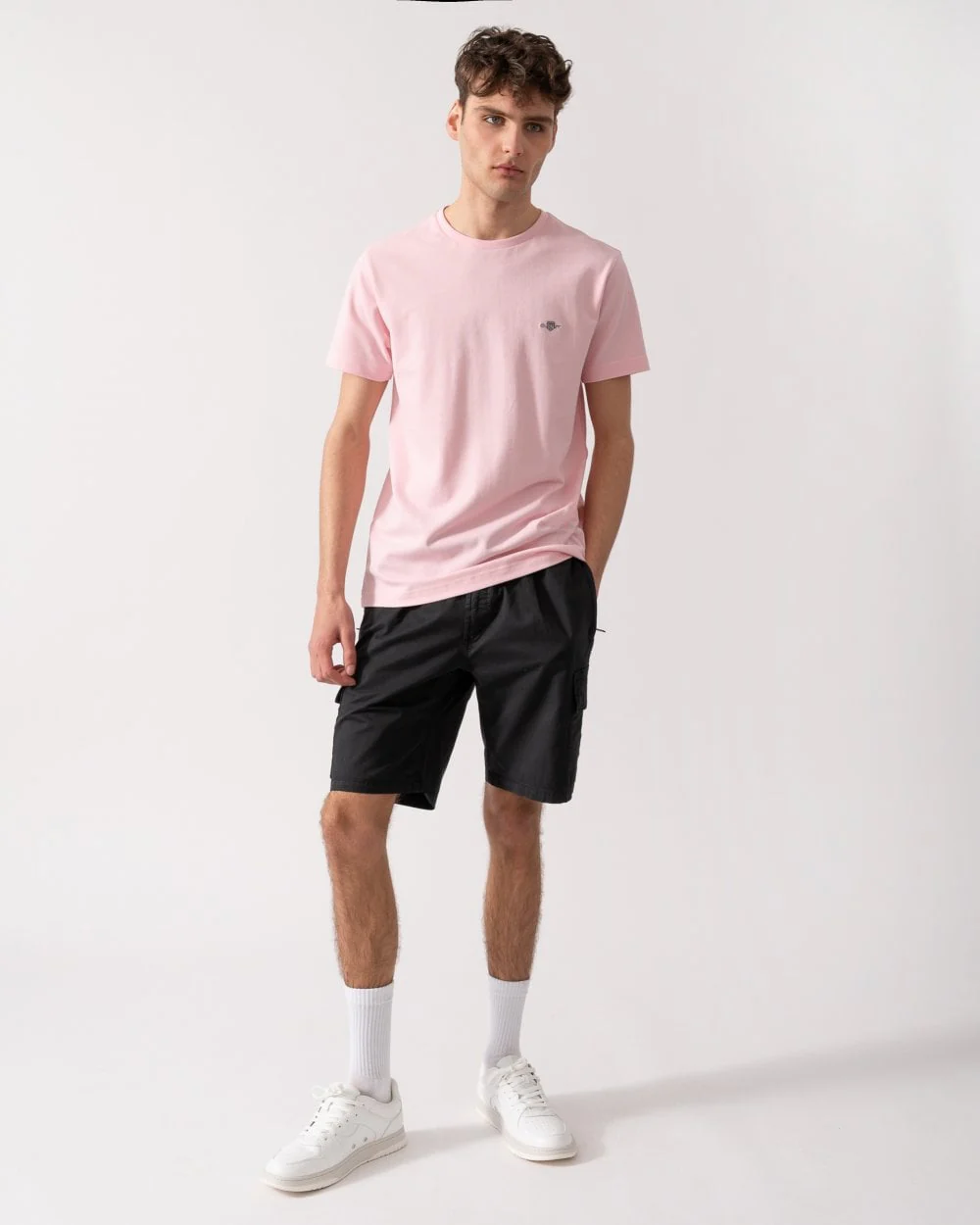 GANT Mens Slim Pique Short Sleeve T-Shirt - 637 California Pink - Image 3