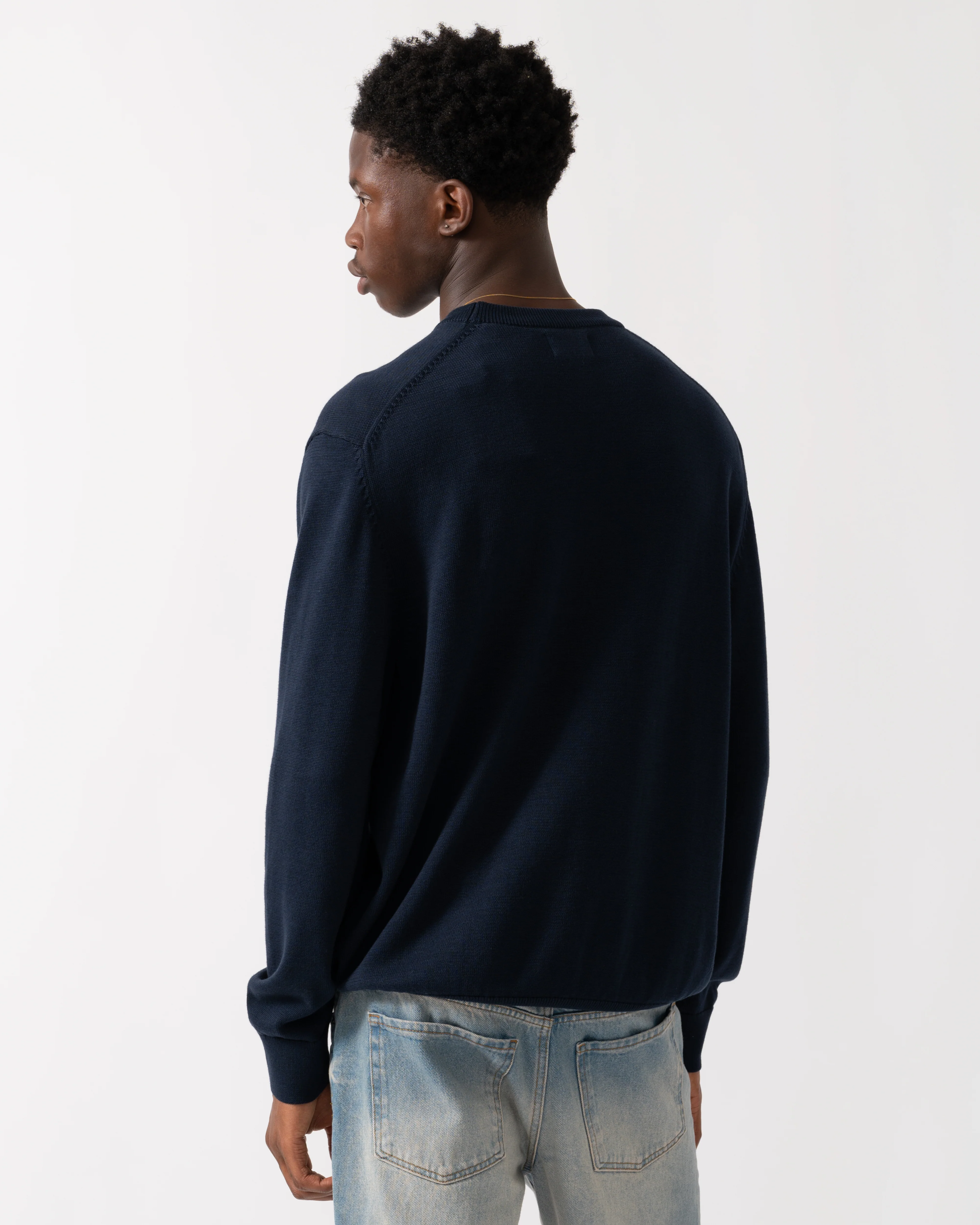 GANT Mens Small Graphic Badge Crew Neck Jumper - 433 Evening Blue - Image 4