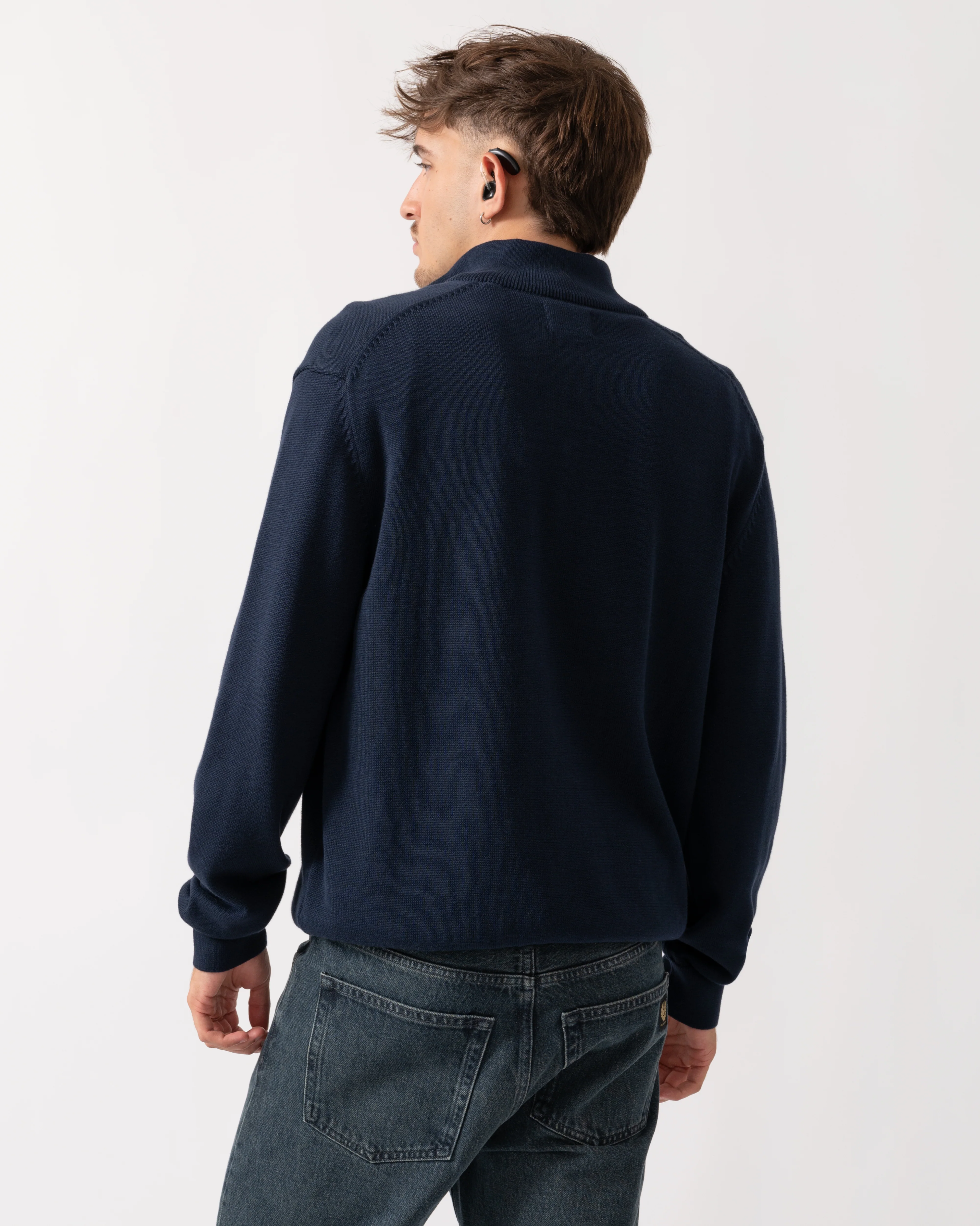 GANT Mens Small Graphic Badge Half Zip Jumper - 433 Evening Blue - Image 4