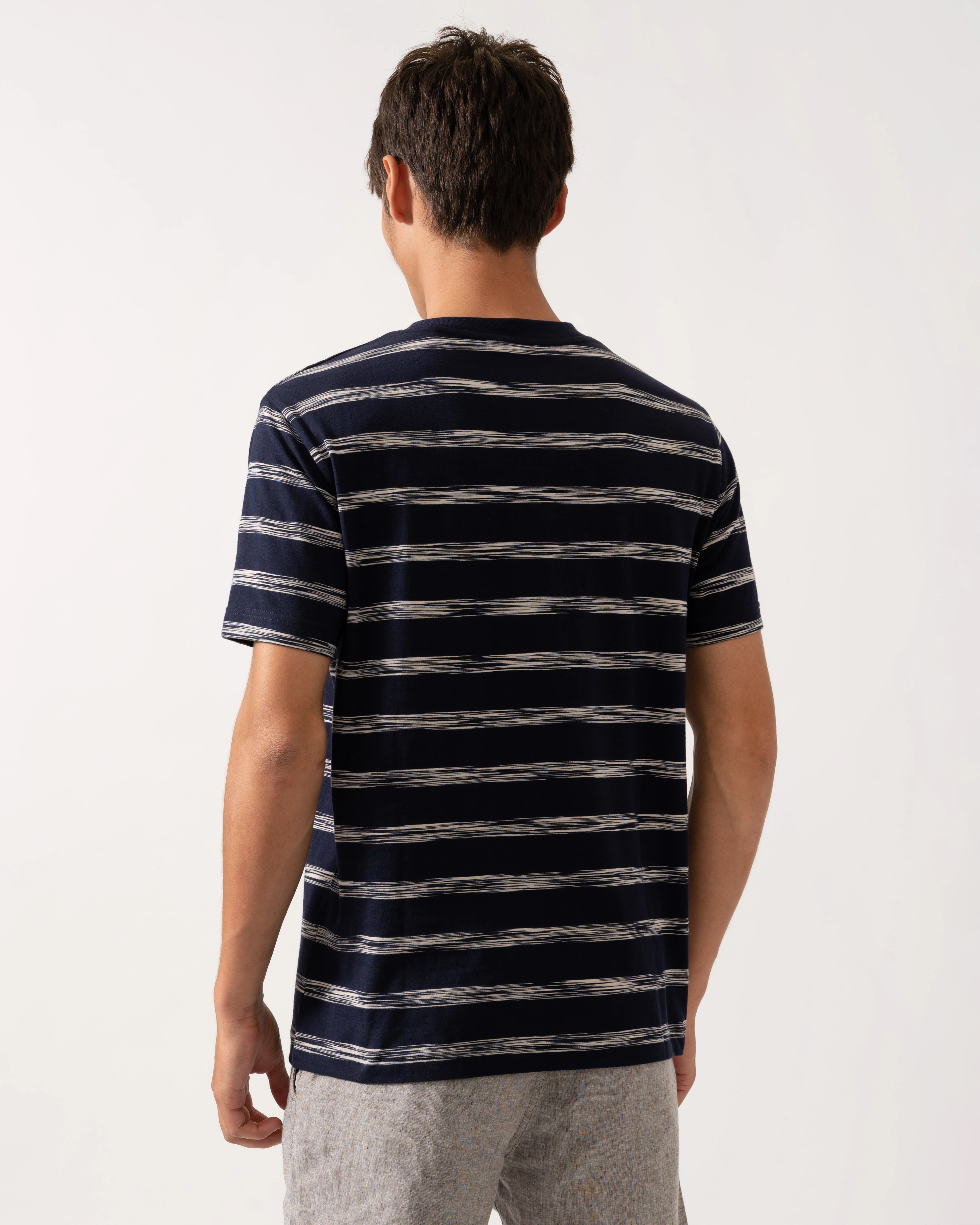 GANT Mens Striped Crew Neck Short Sleeve T-Shirt - 433 Evening Blue - Image 4