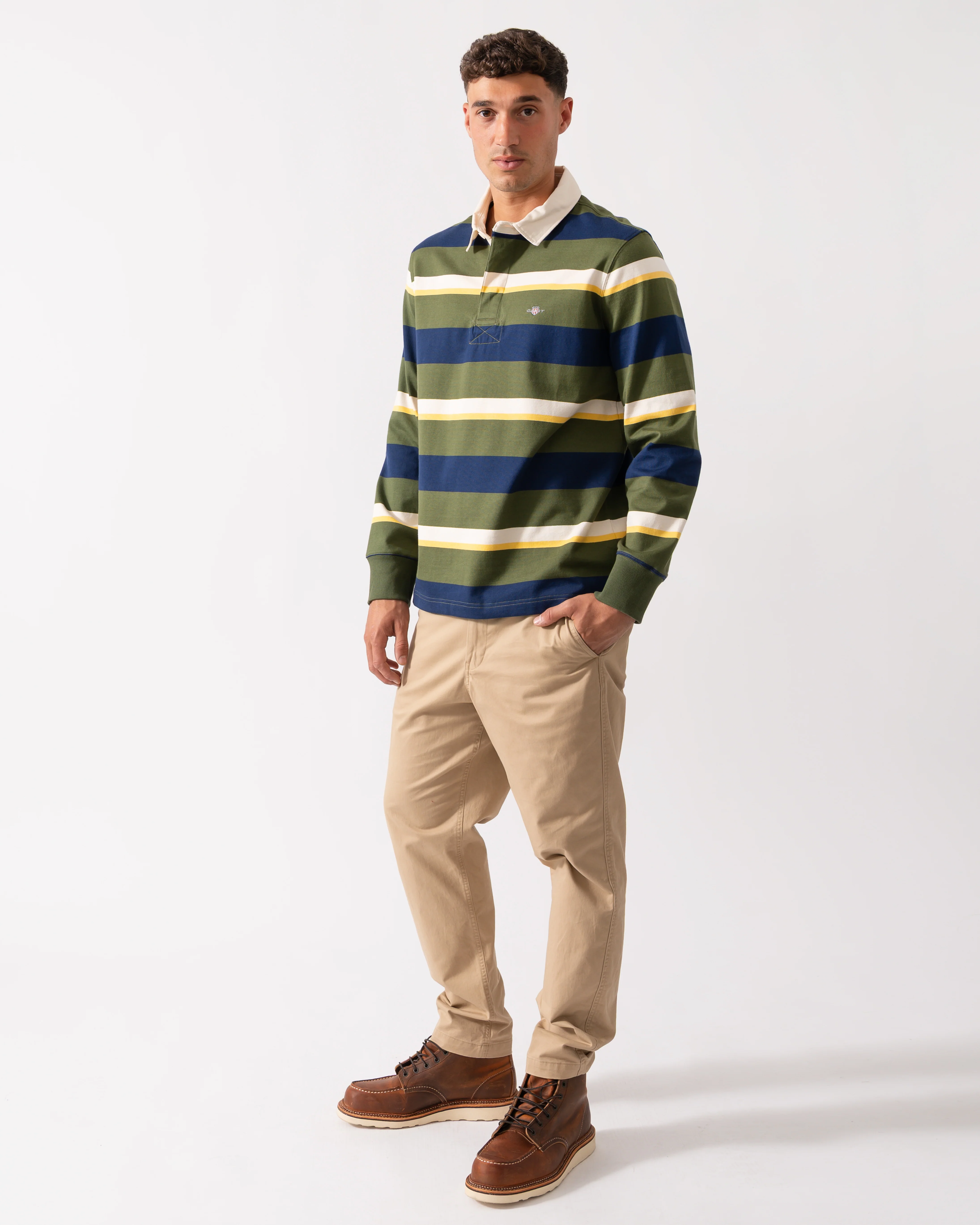 GANT Mens Striped Heavy Rugger - 360 Country Green - Image 2