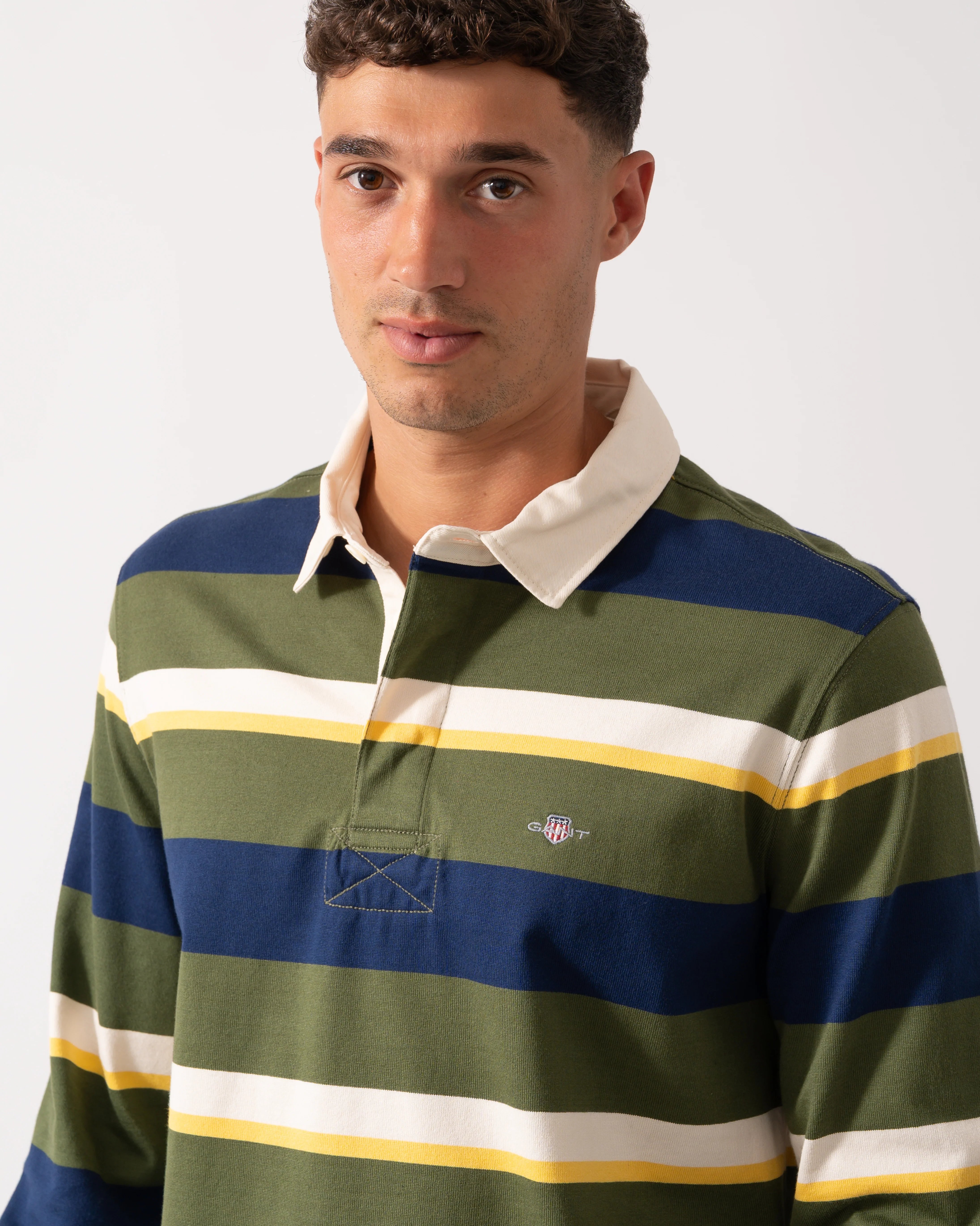 GANT Mens Striped Heavy Rugger - 360 Country Green - Image 3