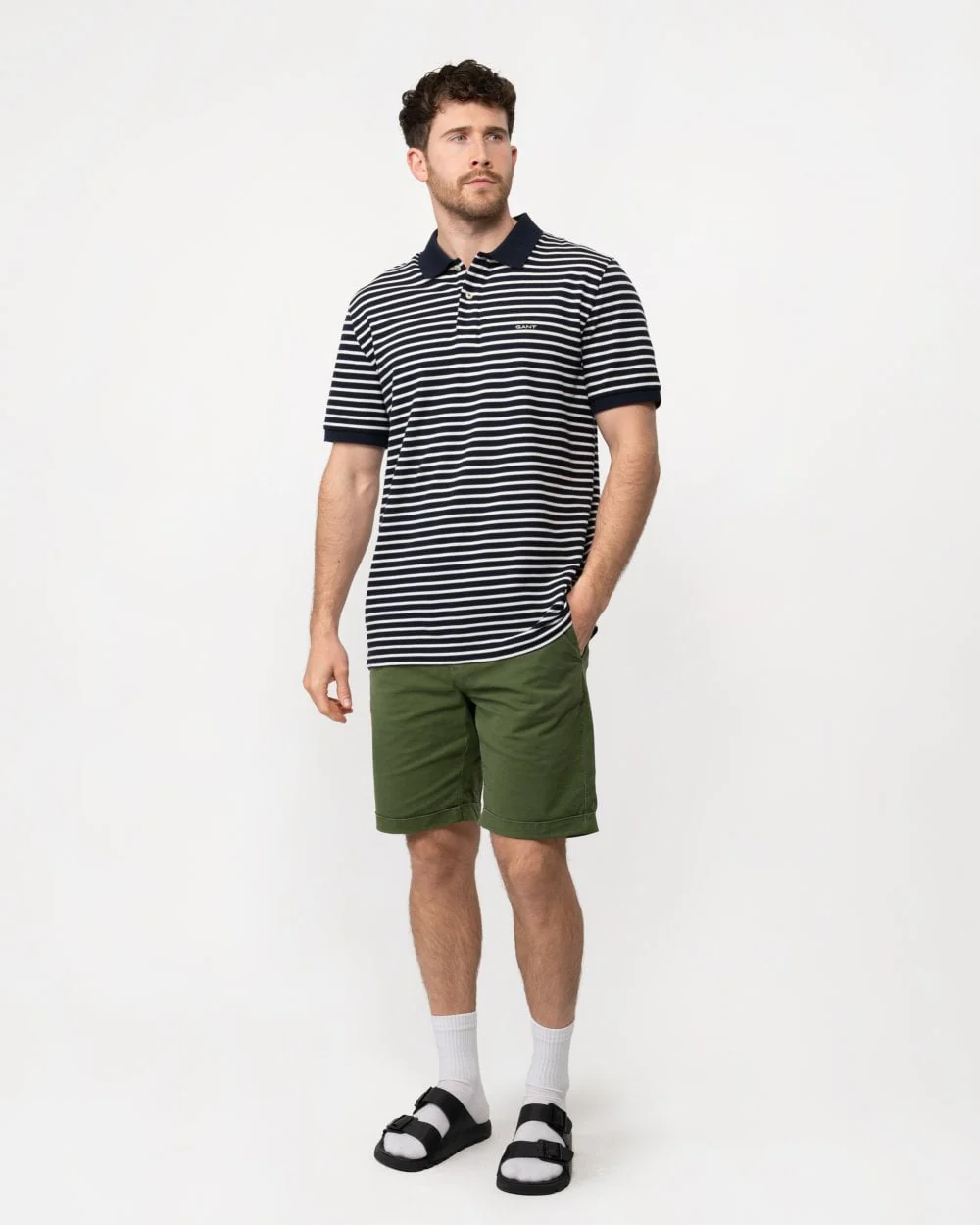 GANT Mens Striped Short Sleeve Pique Polo - Image 3