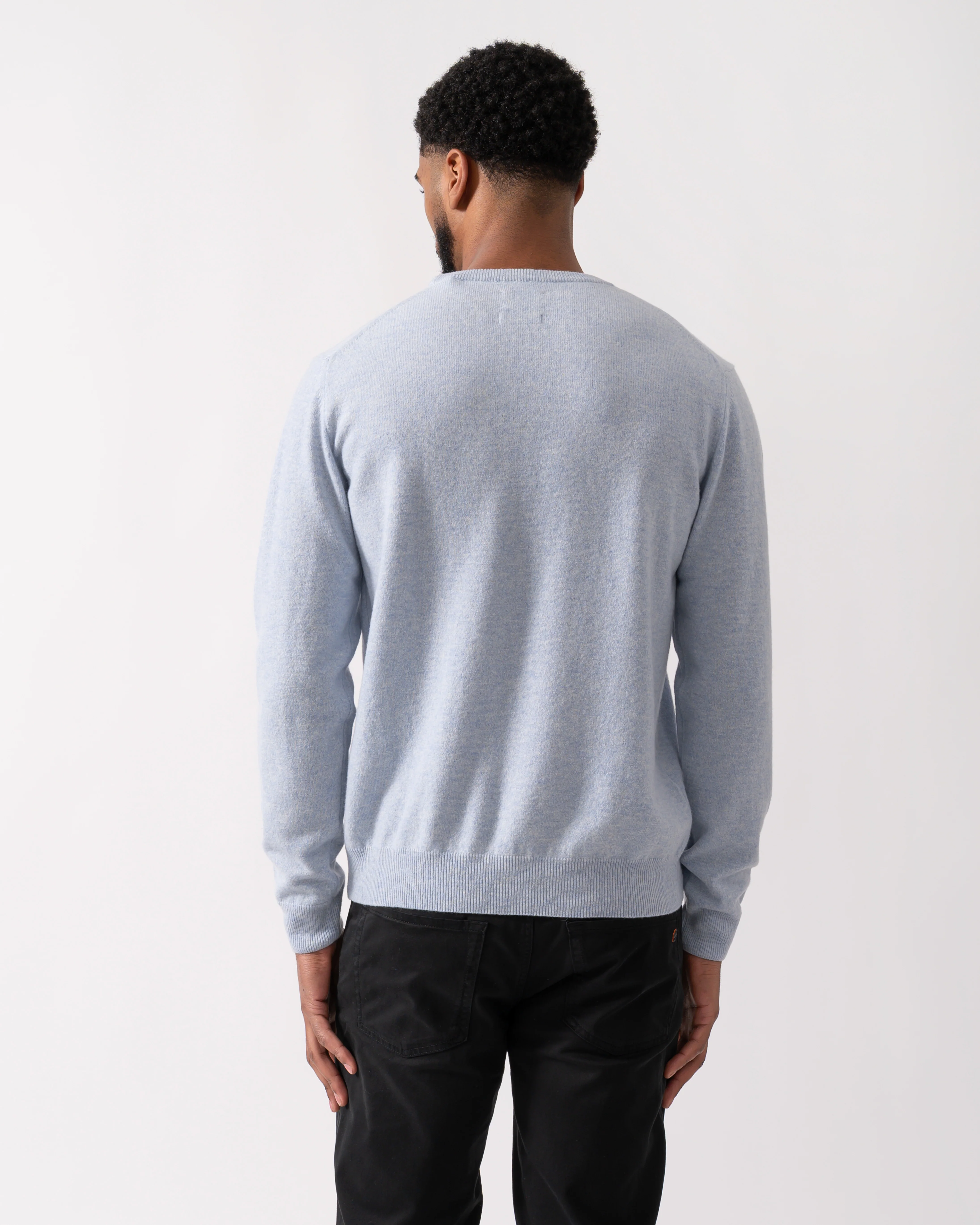 GANT Mens Superfine Lambswool Crew Neck Jumper - 498 Ice Blue Melange - Image 4