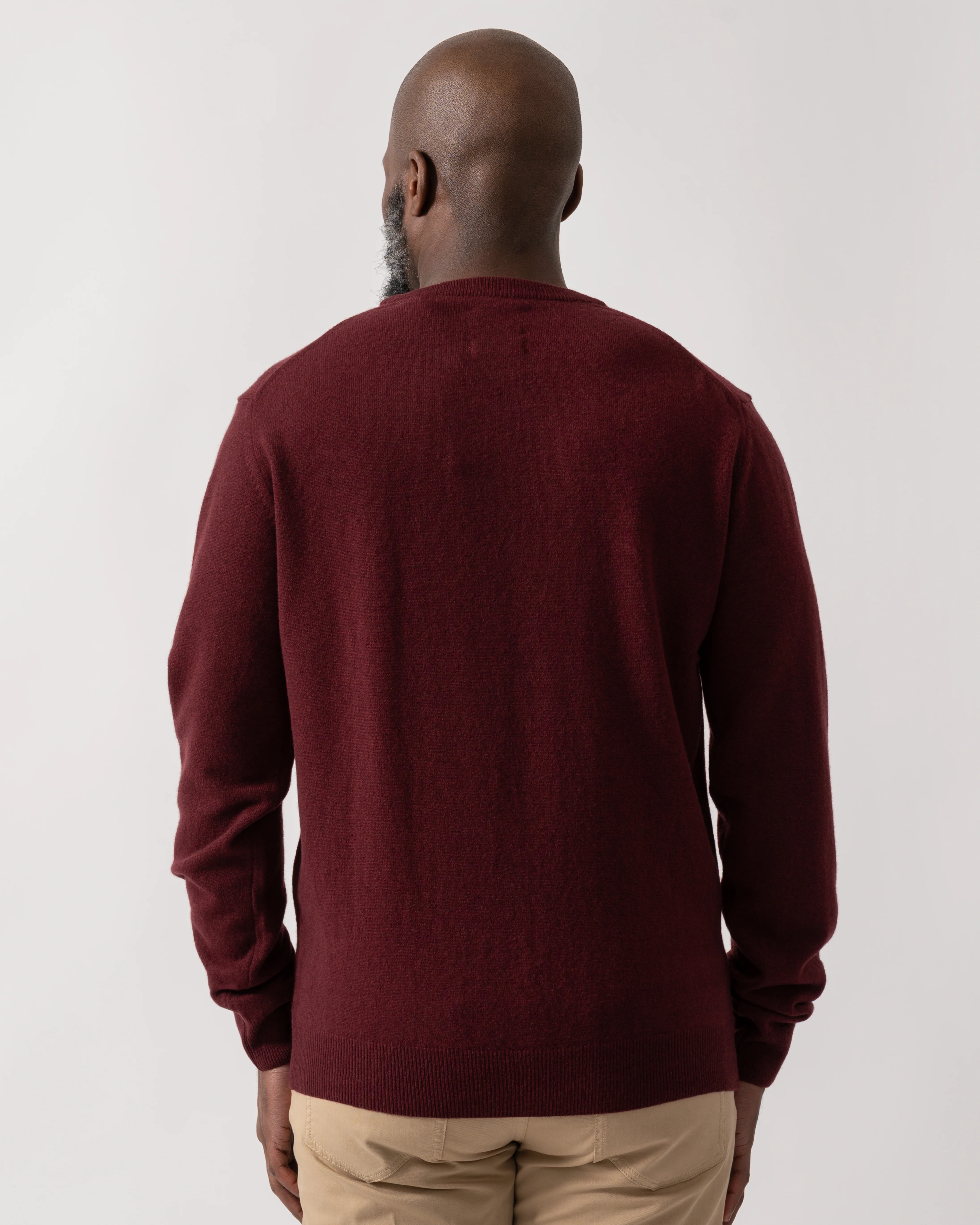 GANT Mens Superfine Lambswool Crew Neck Jumper - 677 Bordeaux Melange - Image 4