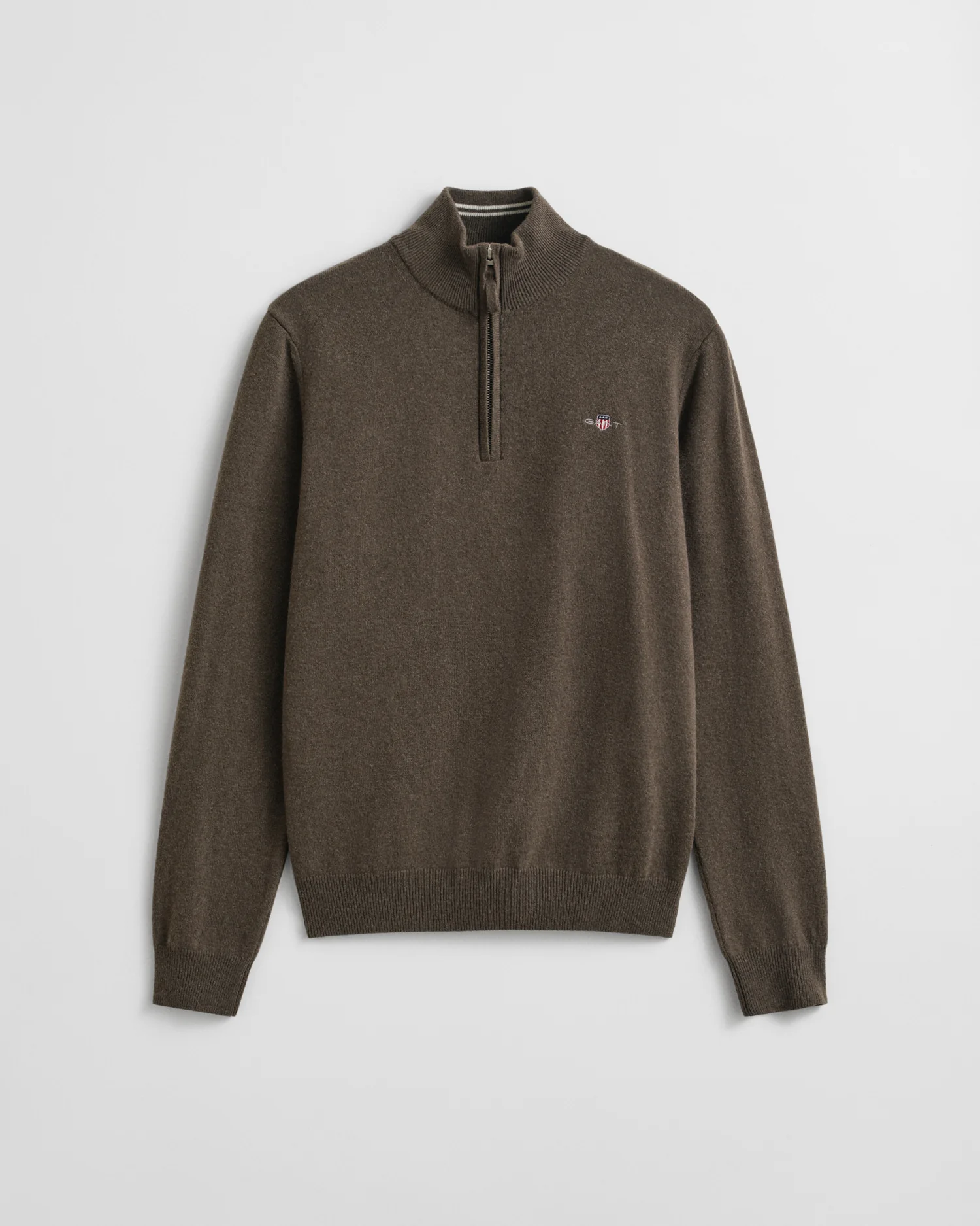GANT Mens Superfine Lambswool Half Zip Cardigan - 290 Seawood Melange - Image 5