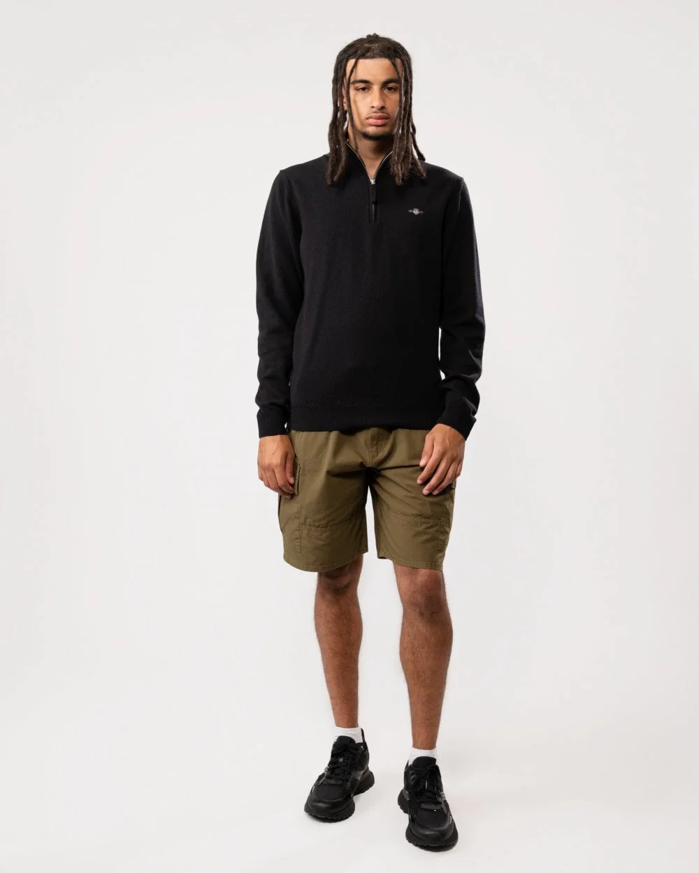 GANT Mens Superfine Lambswool Half Zip Cardigan - 5 Black - Image 5